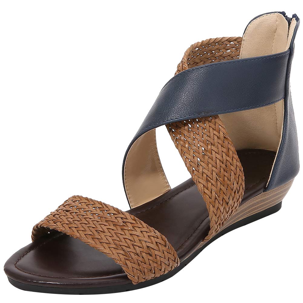 Women's Open Toe Gladiator Sandals - Criss Cross Strap Summer Sandals for Beach, Vacation & Casual Outfits | Rismart Comfortable Walking Shoes