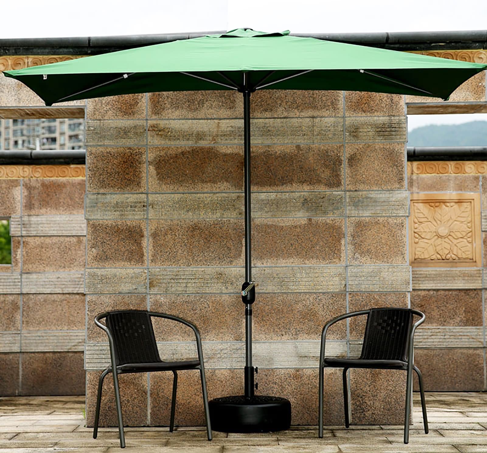 Extra Large Heavy Duty Rectangular Sun Umbrella for Outdoor Porch, Patio, Balcony & Grill - Portable Commercial Market Umbrella in Green - Perfect for Shade at Beach, Poolside, Restaurant & Backyard Gatherings