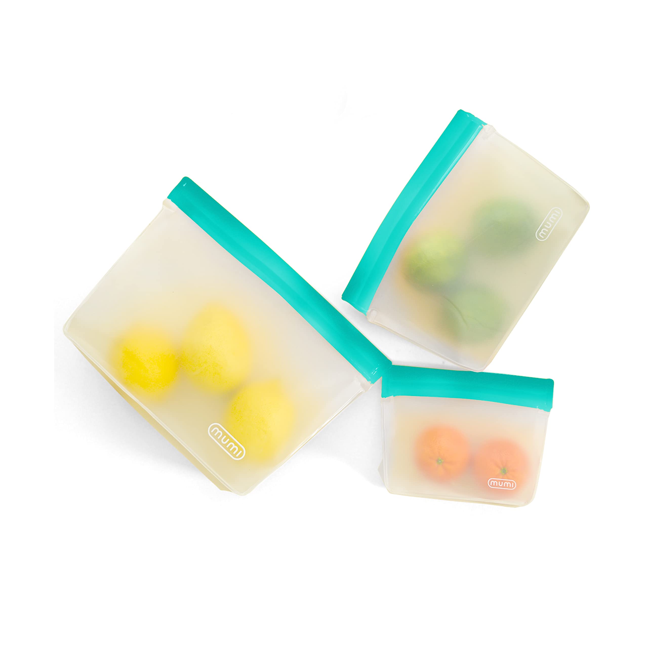 MUMI Reusable Zipper Storage Bags - 3 Pack Airtight Leakproof Food Storage Bags for Travel, Meal Prep, Snacks & Organizing - Eco-Friendly Freezer Safe Ziplock Bags in Aqua Color