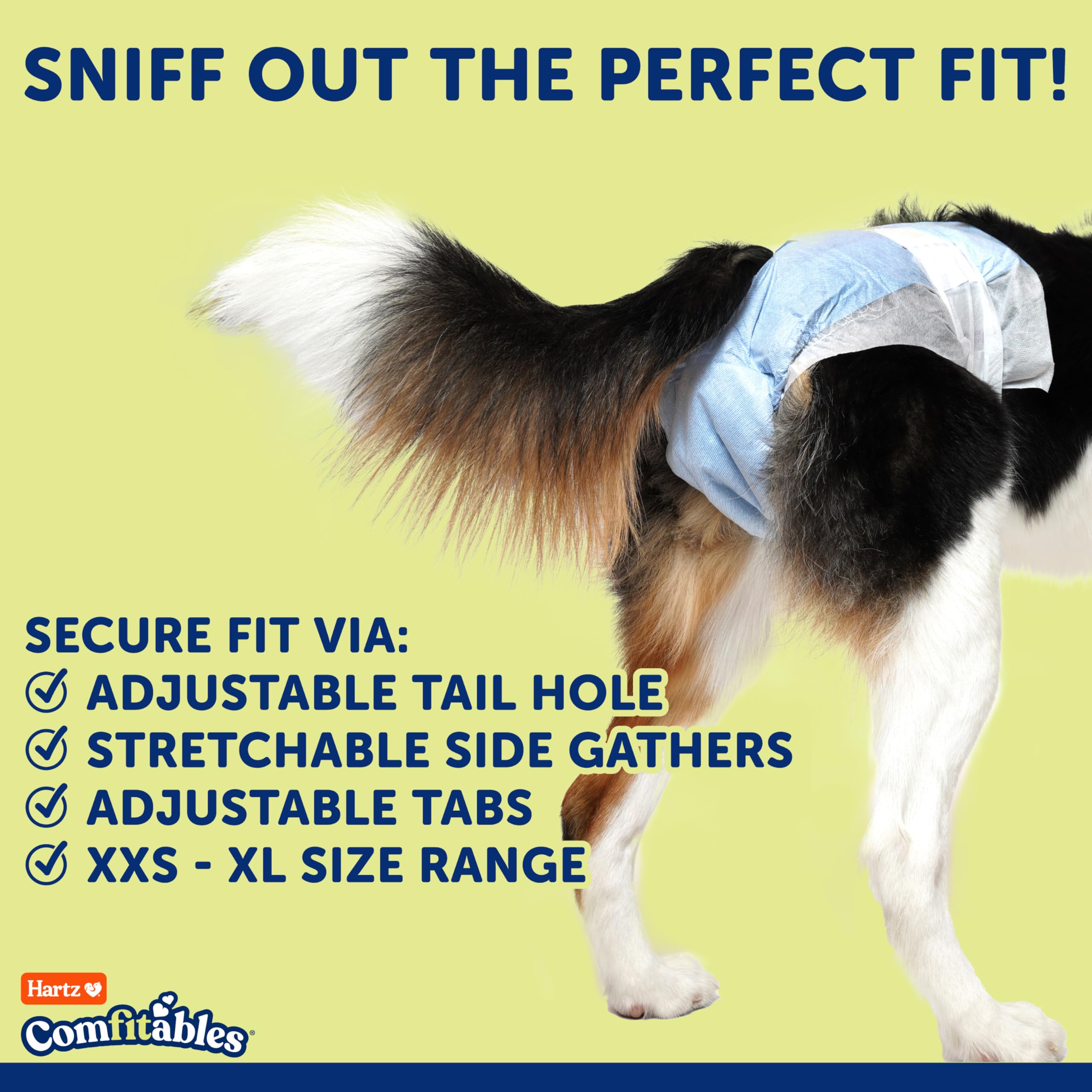 Hartz Disposable Dog Diapers for Medium Dogs - 32 Count Pack | Soft, Comfortable & Secure Fit | Easy to Use for House Training, Incontinence & Travel | Pet Care Essentials for Puppies & Adult Dogs