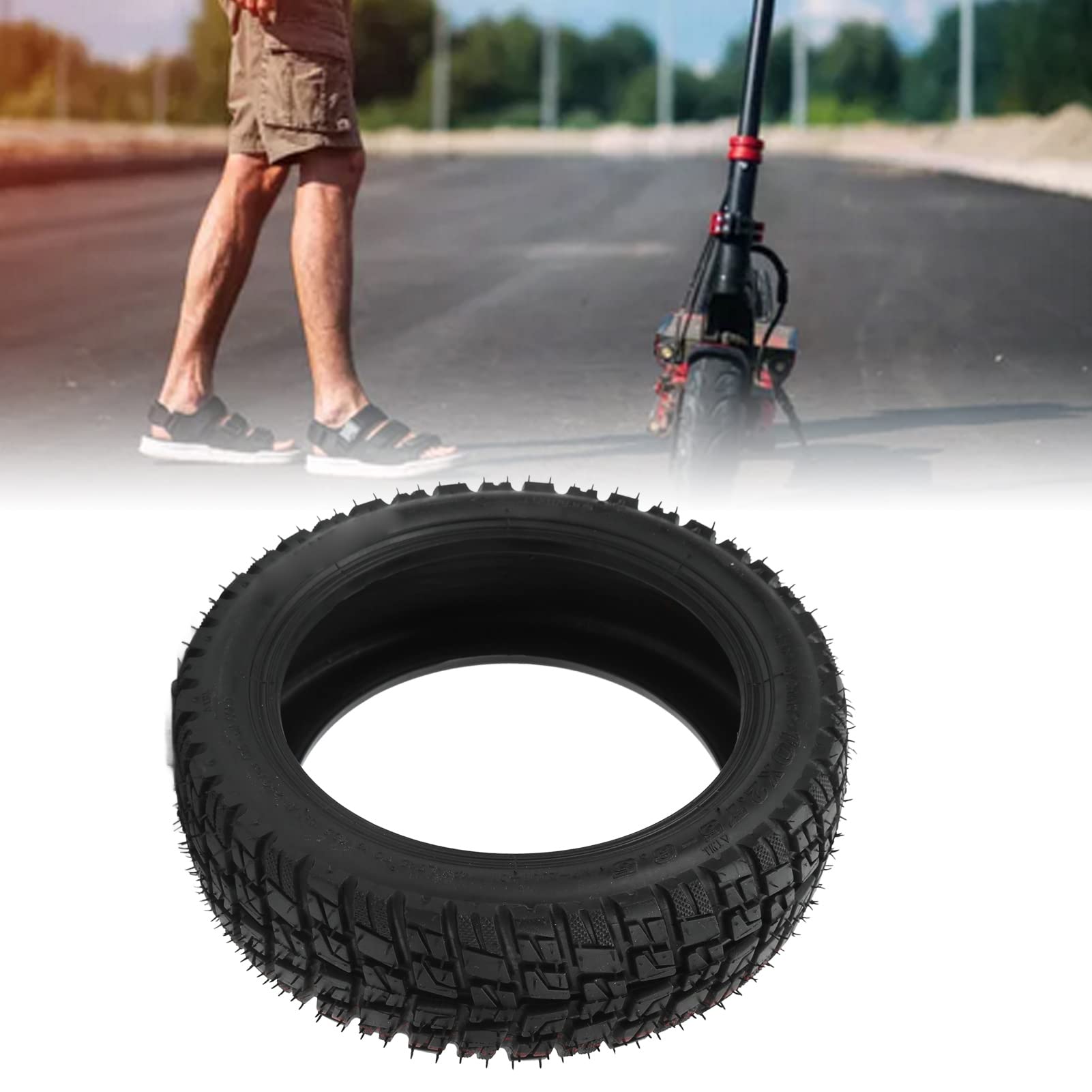 10x2.75-6.5 Tubeless Tire for Electric Scooter - 10 Inch Shock Absorbing Rubber Tire with Anti-Slip Tread - Perfect for Commuting, Off-Road & Urban Riding