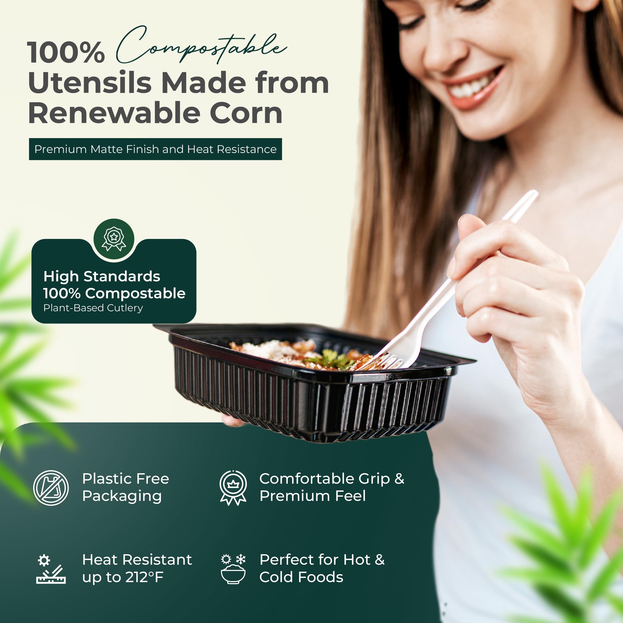 **Eco-Friendly 7-Inch Compostable Cutlery Set - 400 Pieces | Heavy-Duty Biodegradable Knives, Forks & Spoons | Durable, Heat-Resistant Alternative to Plastic Utensils | Perfect for Parties, Picnics, Catering & Zero-Waste Living**