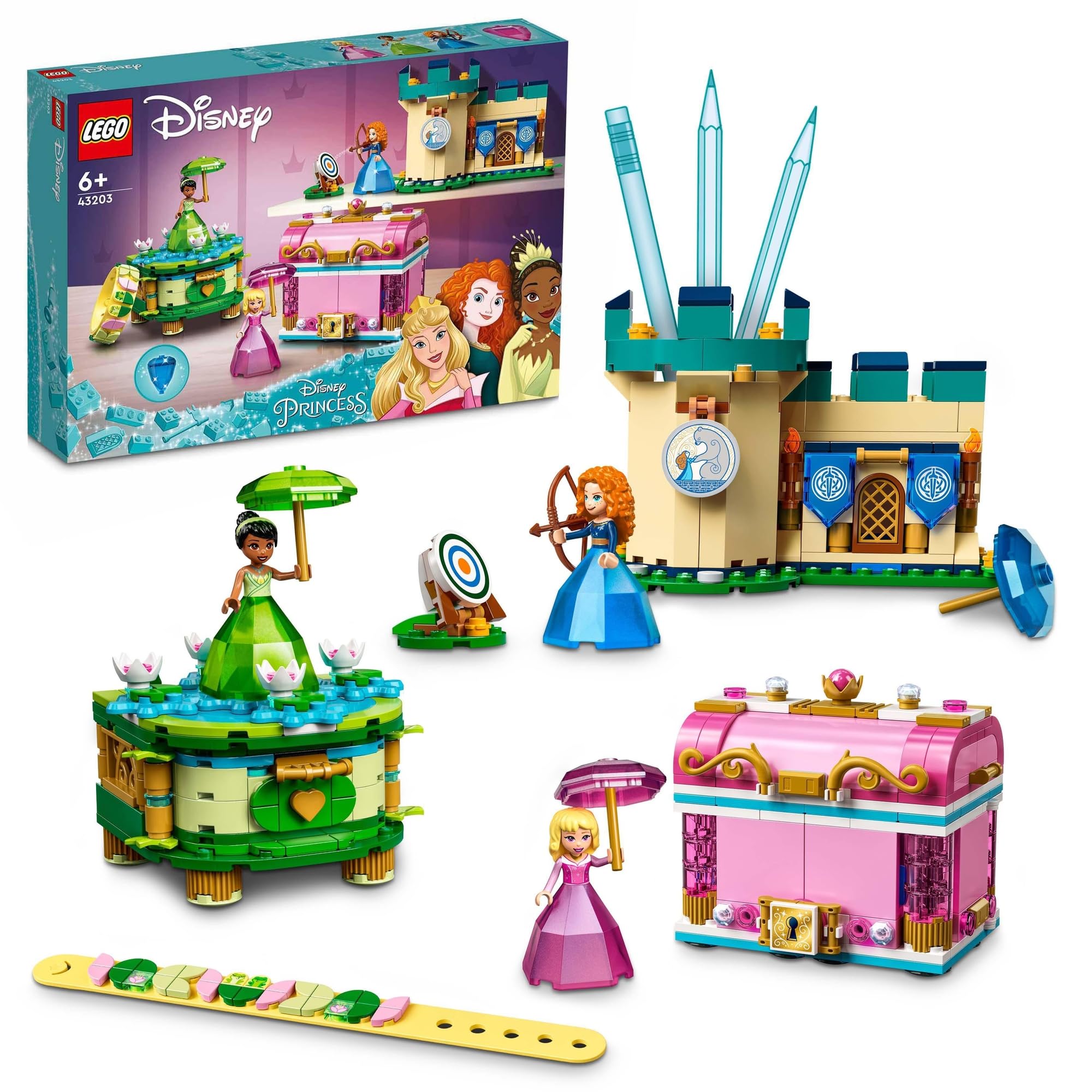 LEGO Disney Princess Enchanted Creations of Aurora, Merida & Tiana Building Set (43203) - Perfect for Kids' Birthday Gifts & Creative Playtime