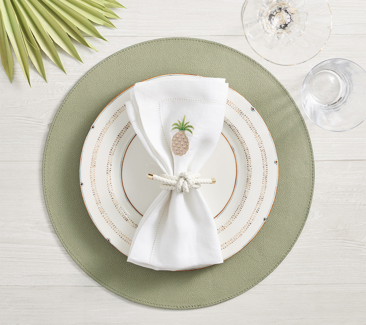 Sage & Khaki Icons Placemat Set of 4 - Elegant Table Mats for Dining, Kitchen Decor, and Dinner Parties