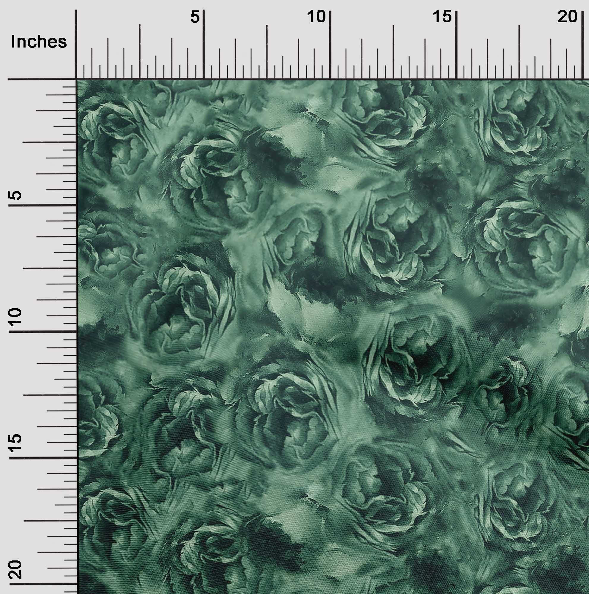 oneOone Teal Green Abstract Floral Print Polyester Spandex Fabric - 56 Inch Wide Dress Material by The Yard | Perfect for DIY Dresses, Skirts, Home Decor & Craft Projects