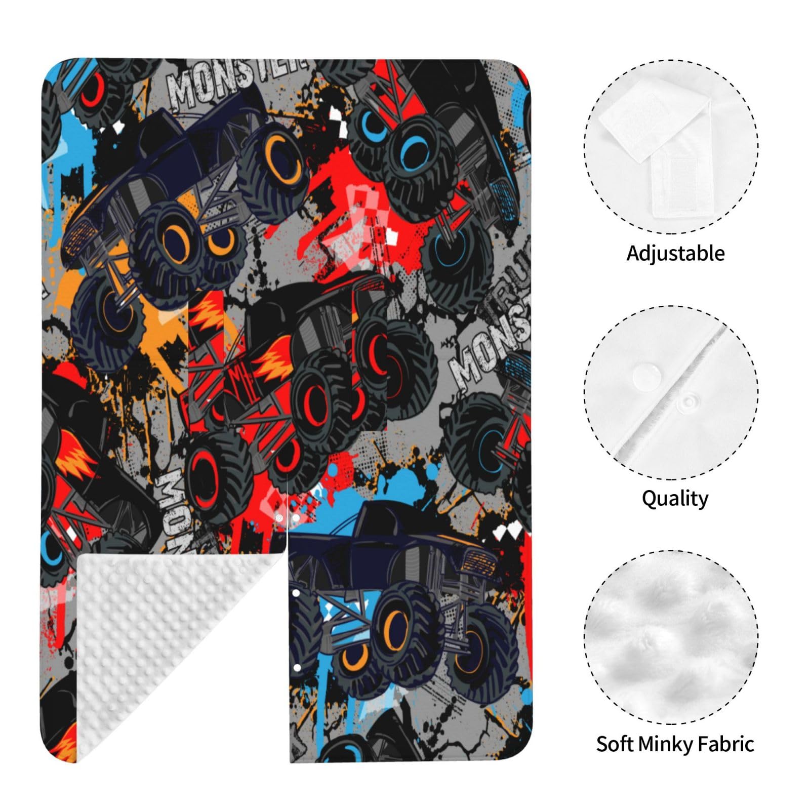 Monster Truck Baby Car Seat Cover with Peekaboo Opening - Nursing Car Seat Canopy for Infants & Newborns - Perfect for Travel, Road Trips, and Daily Commutes