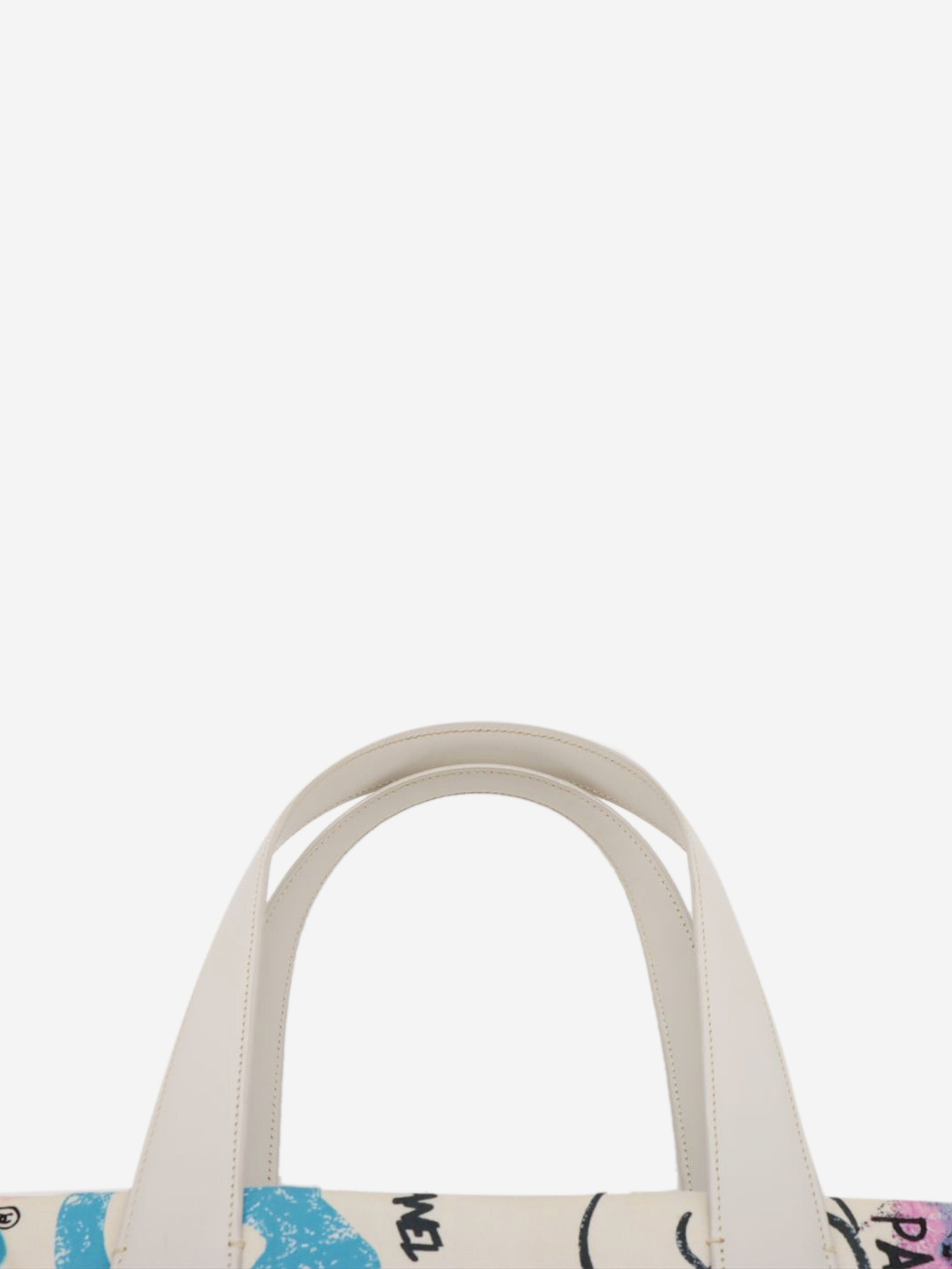 2006 New Travel Line Graffiti Tote Bag - Stylish Cream Canvas Shoulder Bag for Women, Perfect for Travel, Shopping & Daily Use
