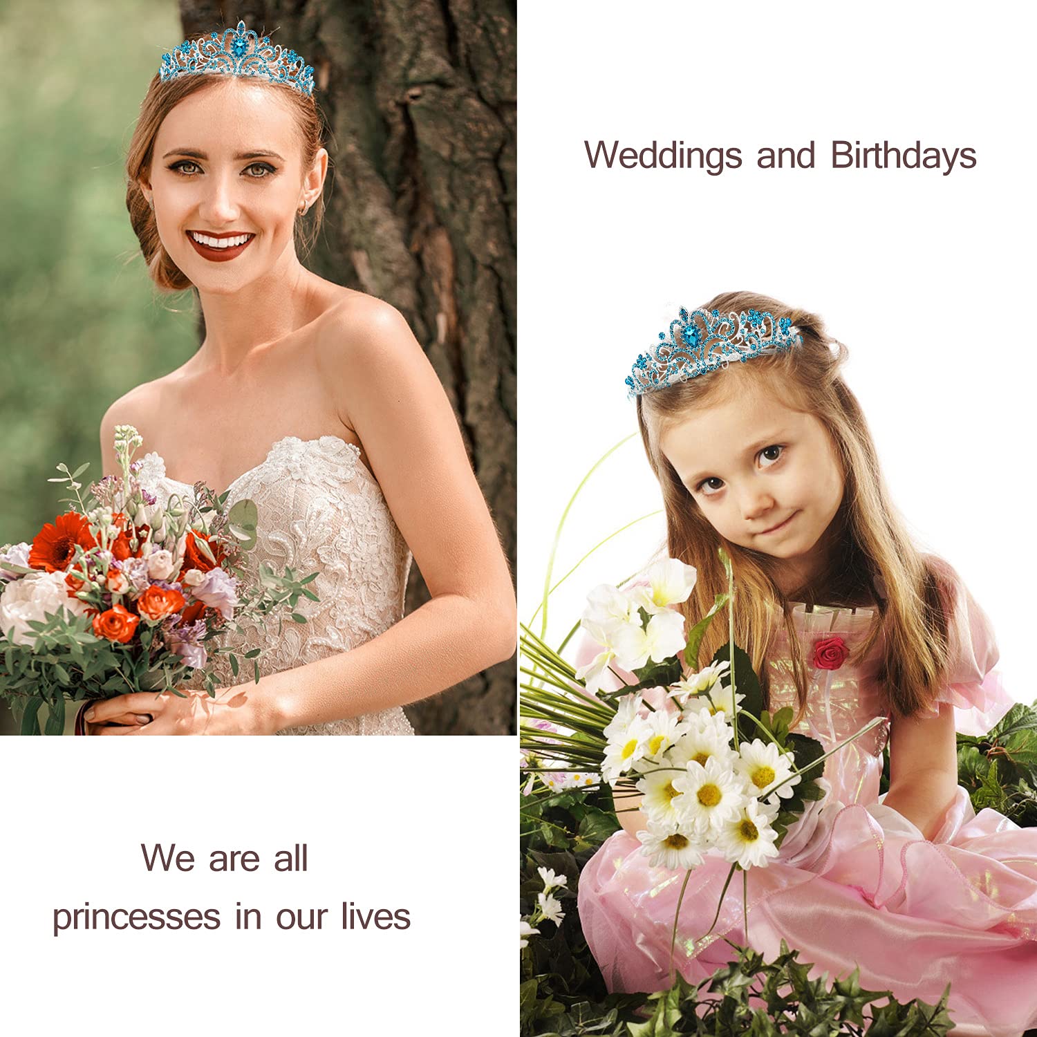 VELSCRUN Birthday Tiaras for Women & Girls - Sparkling Princess Crown Headband with Sash - Elegant Birthday Party Accessories & Decorations for Women's Birthday, Bachelorette, Bridal Showers & Special Celebrations