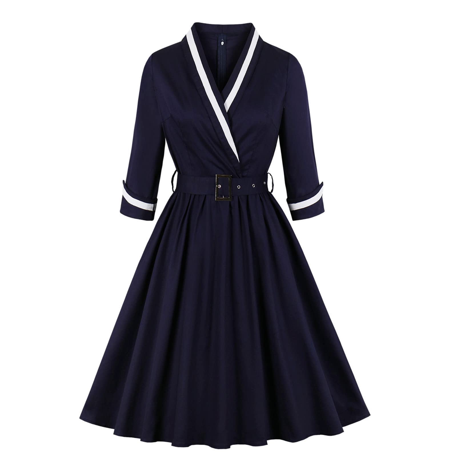 1950s Vintage Wrap Midi Dress for Women - V Neck Half Sleeve Holiday Cocktail Dress - Plus Size Wedding Guest Outfit - Perfect for Christmas Parties, Bridal Showers & Retro Events
