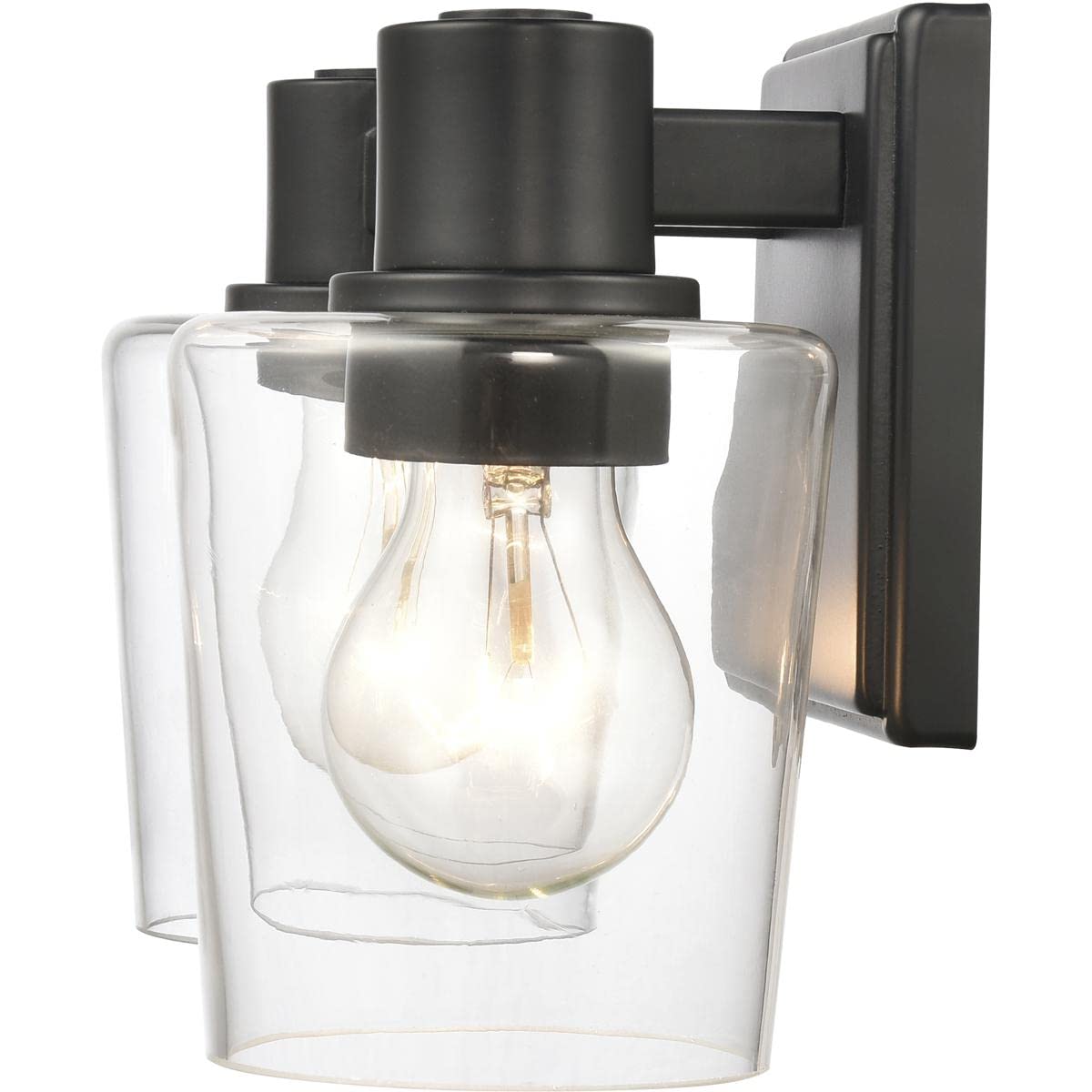 Elk Home Celia Vanity Light - 2-Light Matte Black Bathroom Fixture with Clear Glass Shades, Transitional Style Wall Sconce for Bathroom, Bedroom or Dressing Room Lighting