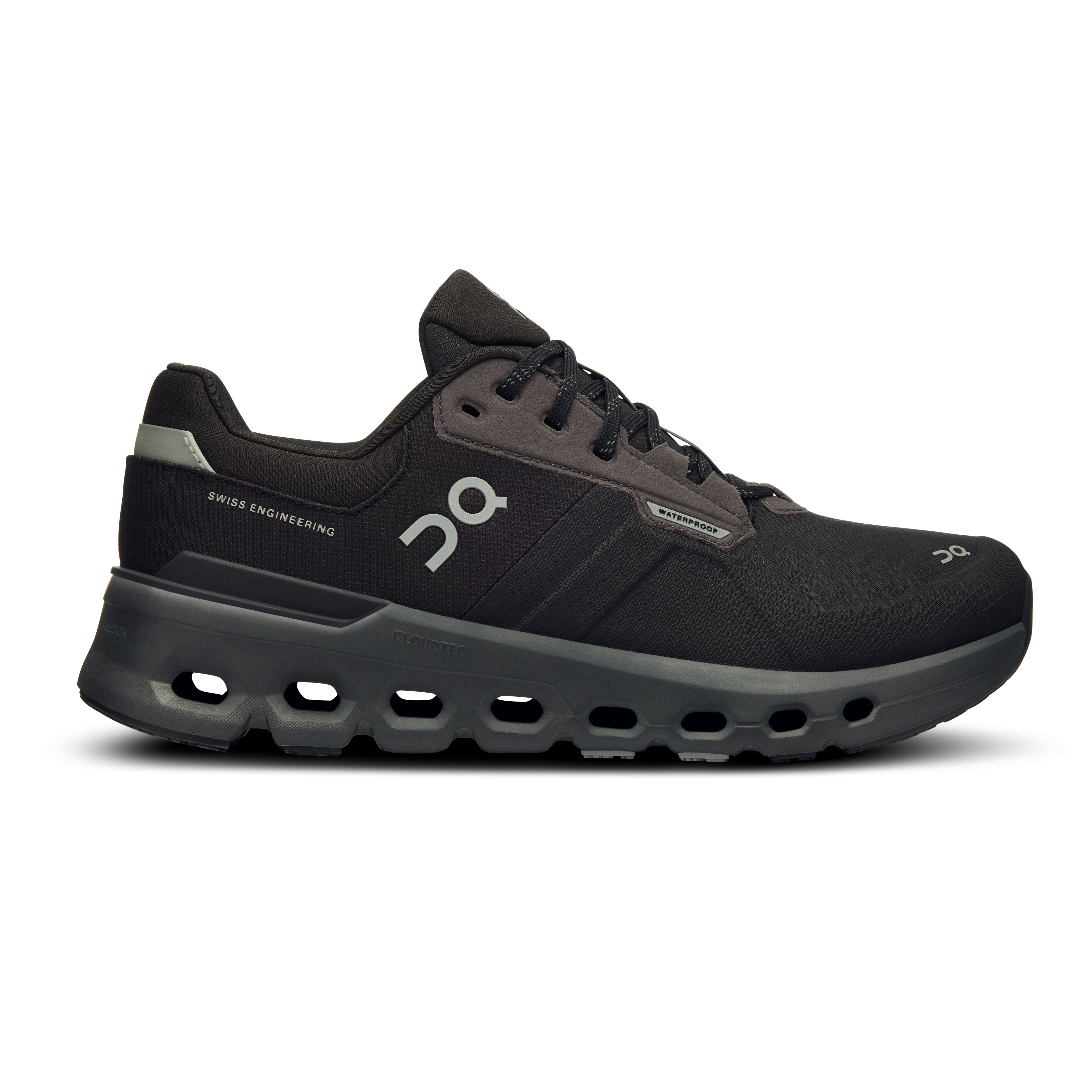 On Running Women's Cloudrunner 2 Waterproof Running Shoes - Magnet/Black | Lightweight Trail Sneakers for Jogging, Hiking & Outdoor Activities