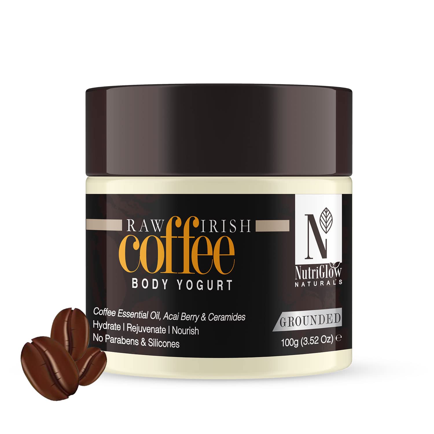 NutriGlow Natural Raw Irish Coffee Body Yogurt - 100g Deep Hydrating & Moisturizing Cream for Dry Skin | Perfect for Daily Skincare Routine & Spa Treatments