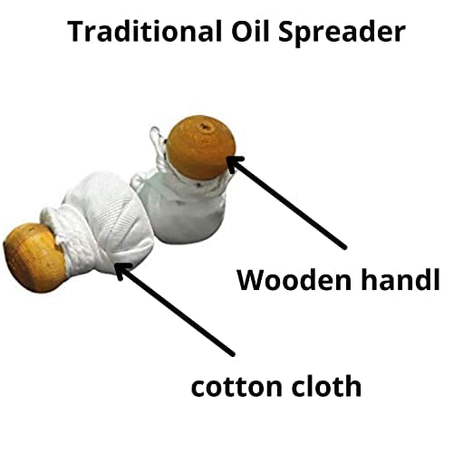 PGD Traditional Wooden Oil Spreader Brush for Dosa & Tawa Pans - Natural Wood with White Cloth - Pack of 4 - Perfect for Indian Cooking, Pancakes & Griddle Baking