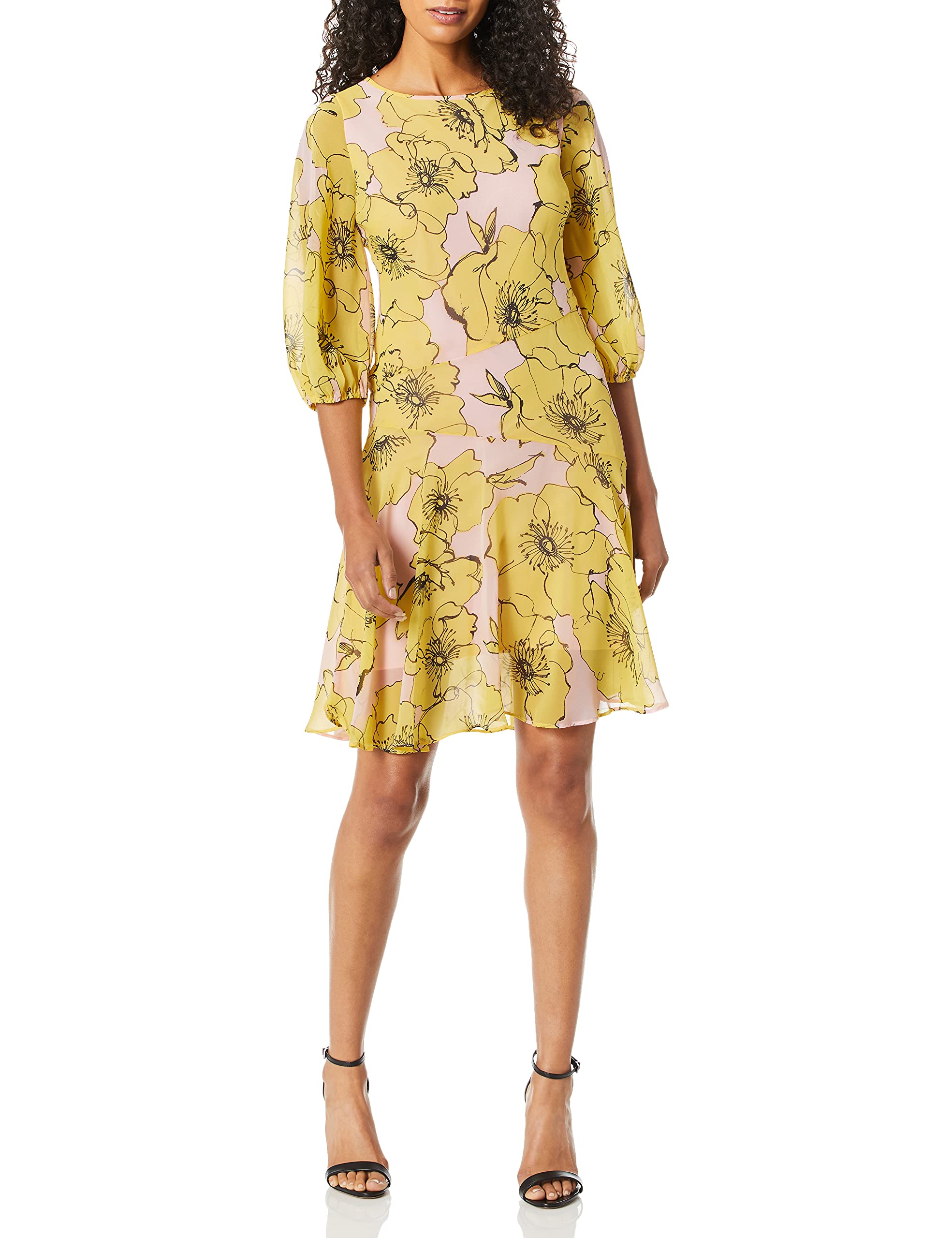 Taylor Women's Floral Print Chiffon Dress with Elegant Balloon Sleeves - Perfect for Summer Parties, Weddings & Casual Outings