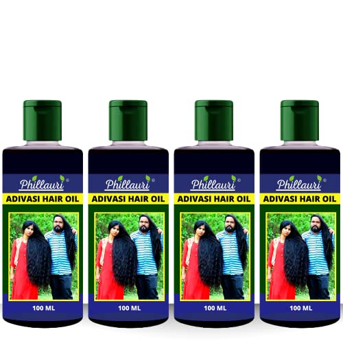 Phillauri Adivasi Hair Oil for Hair Growth & Hair Fall Control - 100ml (Pack of 4) - Natural Hair Care Solution for Men & Women - Perfect for Daily Scalp Massage & Damaged Hair Treatment