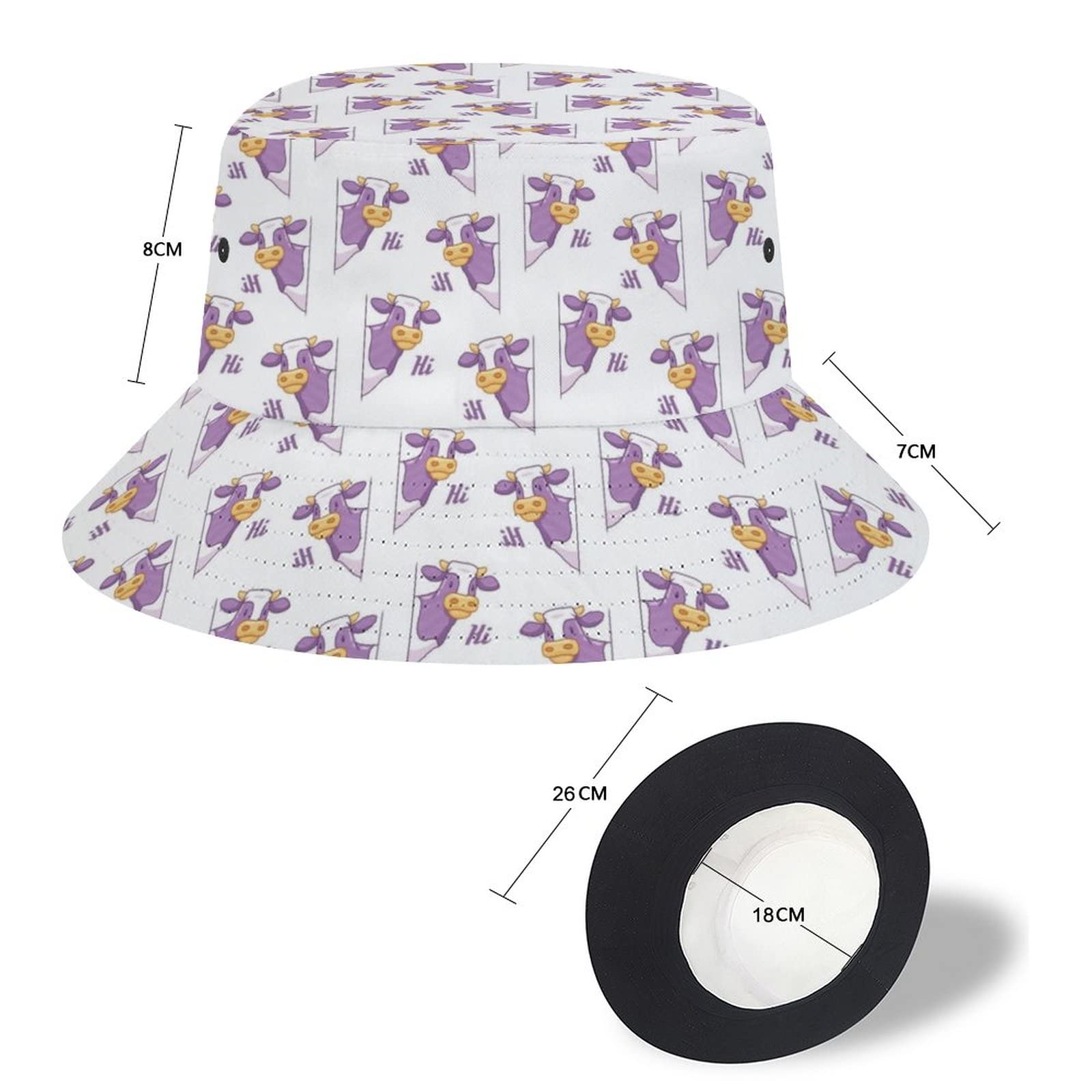 **Stylish Unisex Cow Print Bucket Hat - Breathable Cotton Summer Sun Hat for Women, Men & Teens - Packable Travel & Outdoor Cap for Beach, Fishing, Hiking**