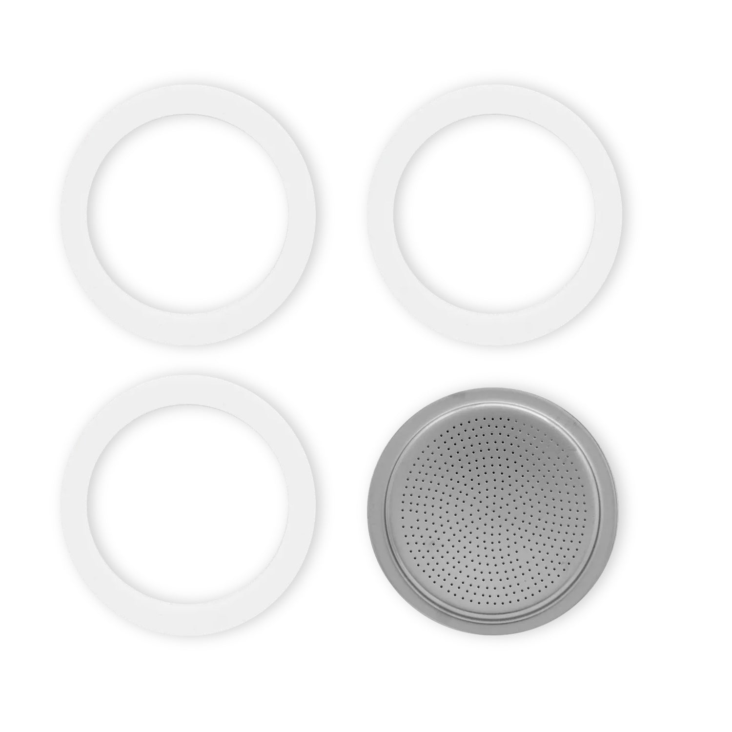 Bialetti SS 6 Cup Replacement Rubber Gasket & Filter #303443 - Compatible with Moka Pots - Durable Seal for Perfect Coffee Brewing at Home or Office