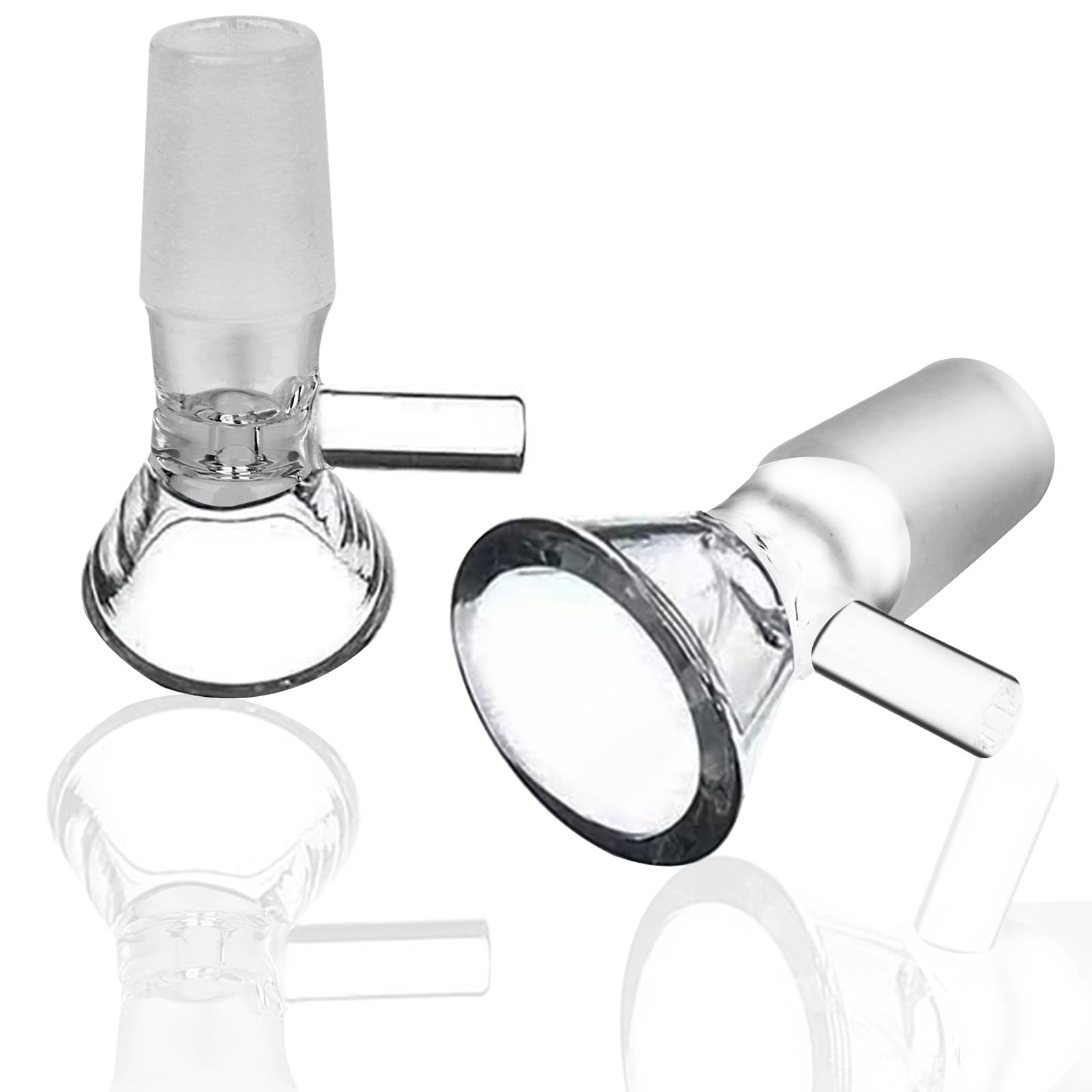 10 Pack Mini Glass Bowls with Handle - Small Glass Funnel Set for Kitchen, Bottle Filling, Spices & Essential Oils (14mm) - Perfect for Baking, Cooking & DIY Crafts