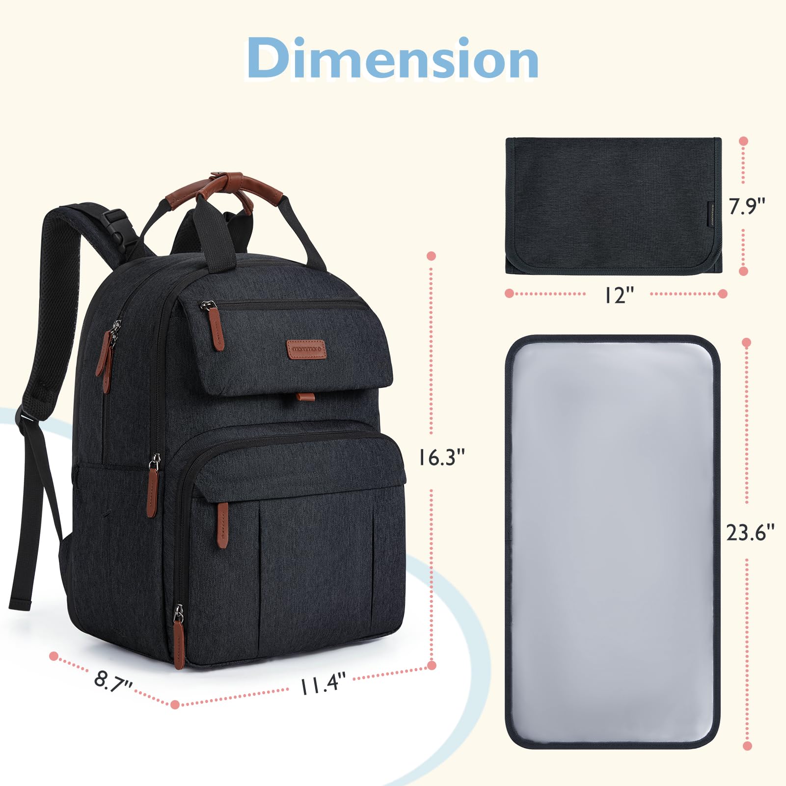Mommore Extra Large Diaper Backpack for Twins & 2 Kids - Waterproof Travel Diaper Bag with Changing Pad | Perfect for Outdoor Adventures, Baby Travel & Daily Parenting