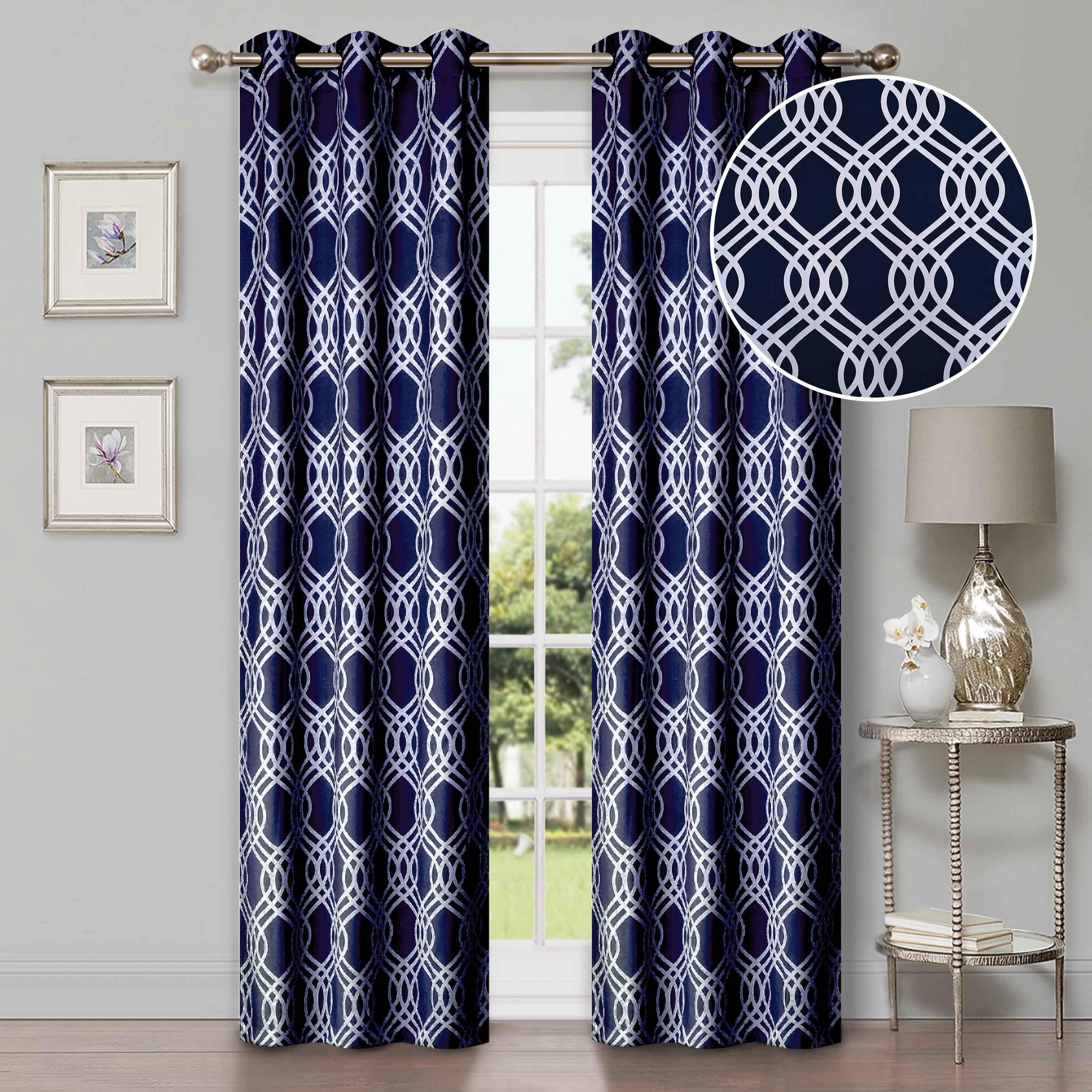 Blackout Curtains for Bedroom - Washable Room Darkening Ribbon Trellis Curtain Panel Set - Perfect for Nursery, Home Theater & Light Sleepers