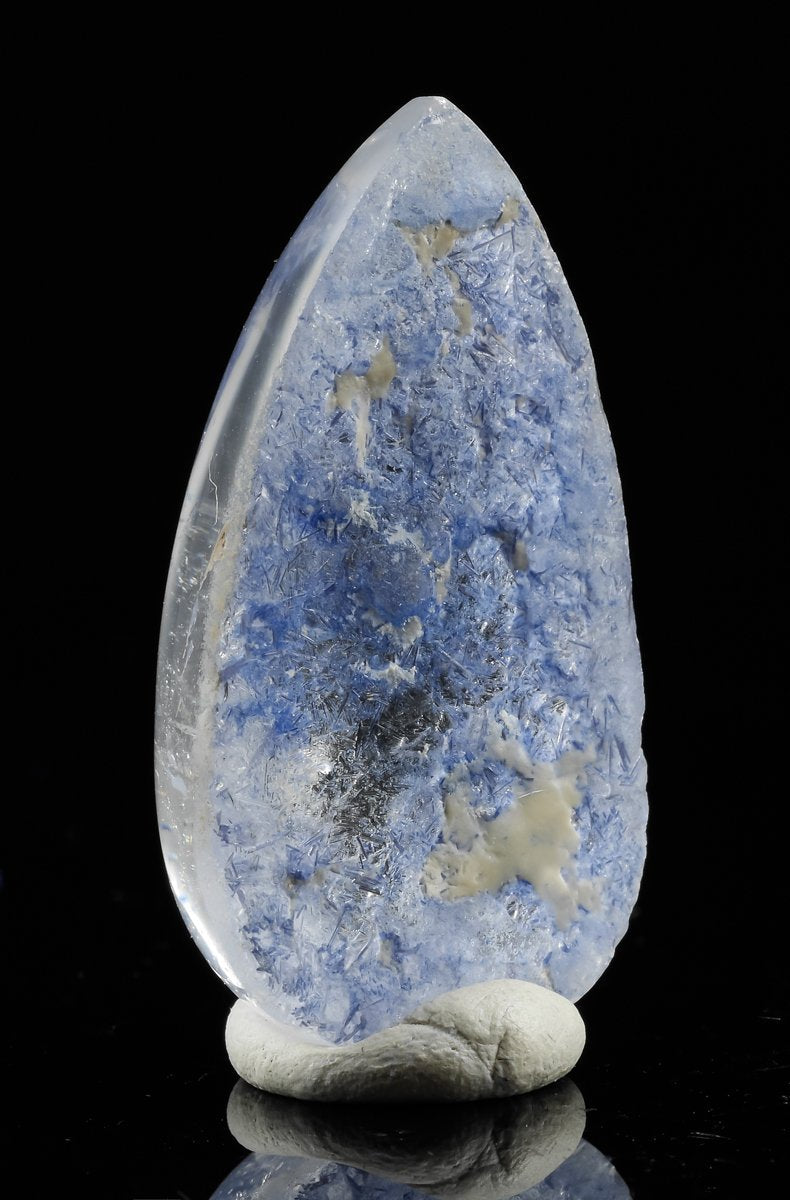 DUMORTIERITE Acicular in QUARTZ Teardrop Cabochon Gemstone - Natural Healing Crystal for Jewelry Making, Wire Wrapping & Energy Work - Perfect for Pendants, Rings & Spiritual Practices