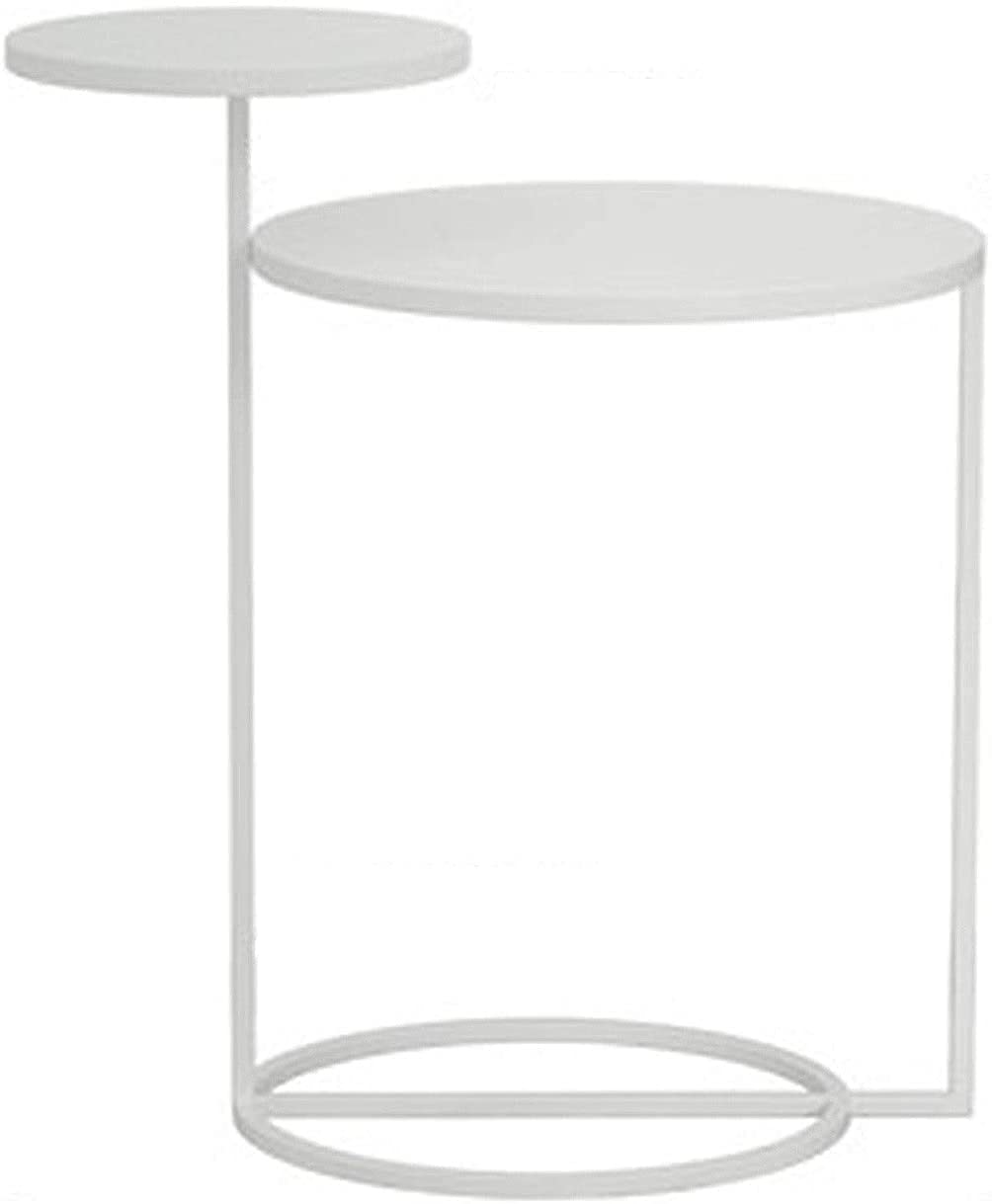 Modern Minimalist FHW Iron Round Coffee Table - Multifunctional Living Room Sofa Table, Small Bedside Table for Bedroom - White | Perfect for Small Spaces, Apartments & Home Decor