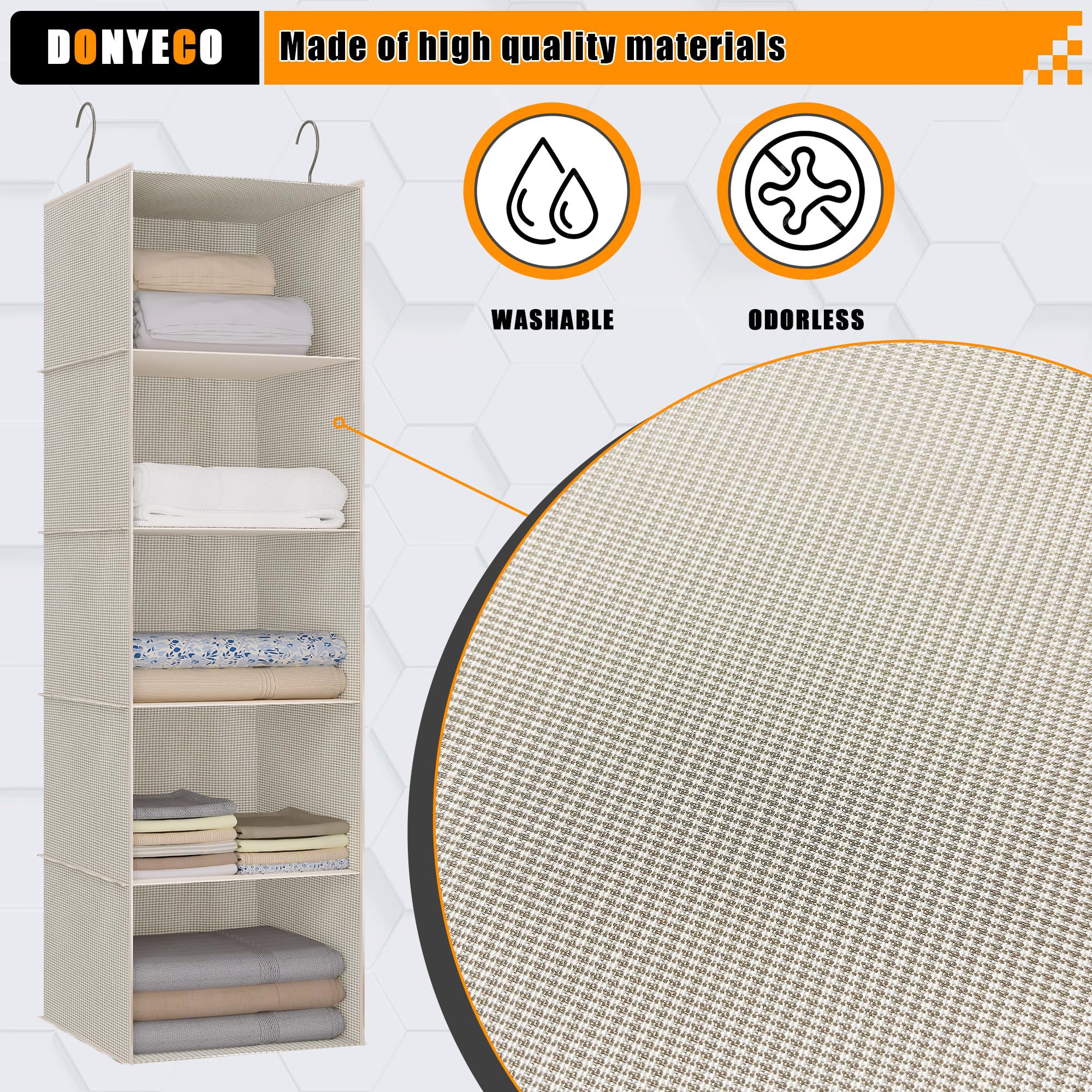 5-Shelf Hanging Closet Organizer for RV, Wardrobe, Nursery & Baby Room - Space Saving Storage Solution for Clothes, Toys & Linens - Perfect for Small Spaces, Campers & Home Organization