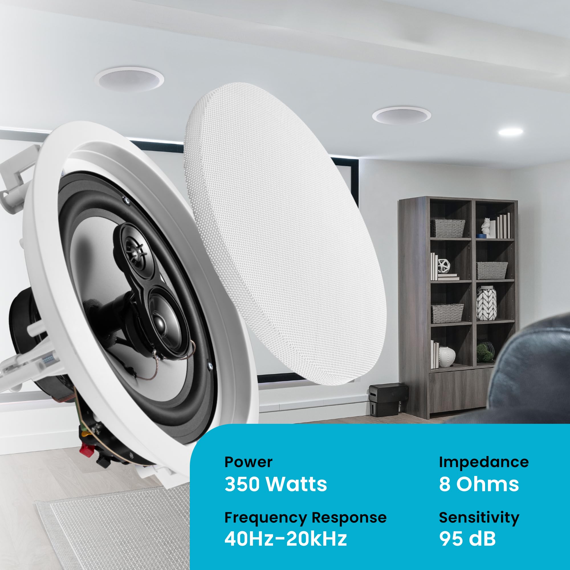 Acoustic Audio CS-IC83 8-Inch In-Ceiling Speakers - 5 Pair Pack (10 Speakers) | 3-Way Home Theater System | Flush Mount Design for Surround Sound | Perfect for Living Room, Basement & Home Theater Installation