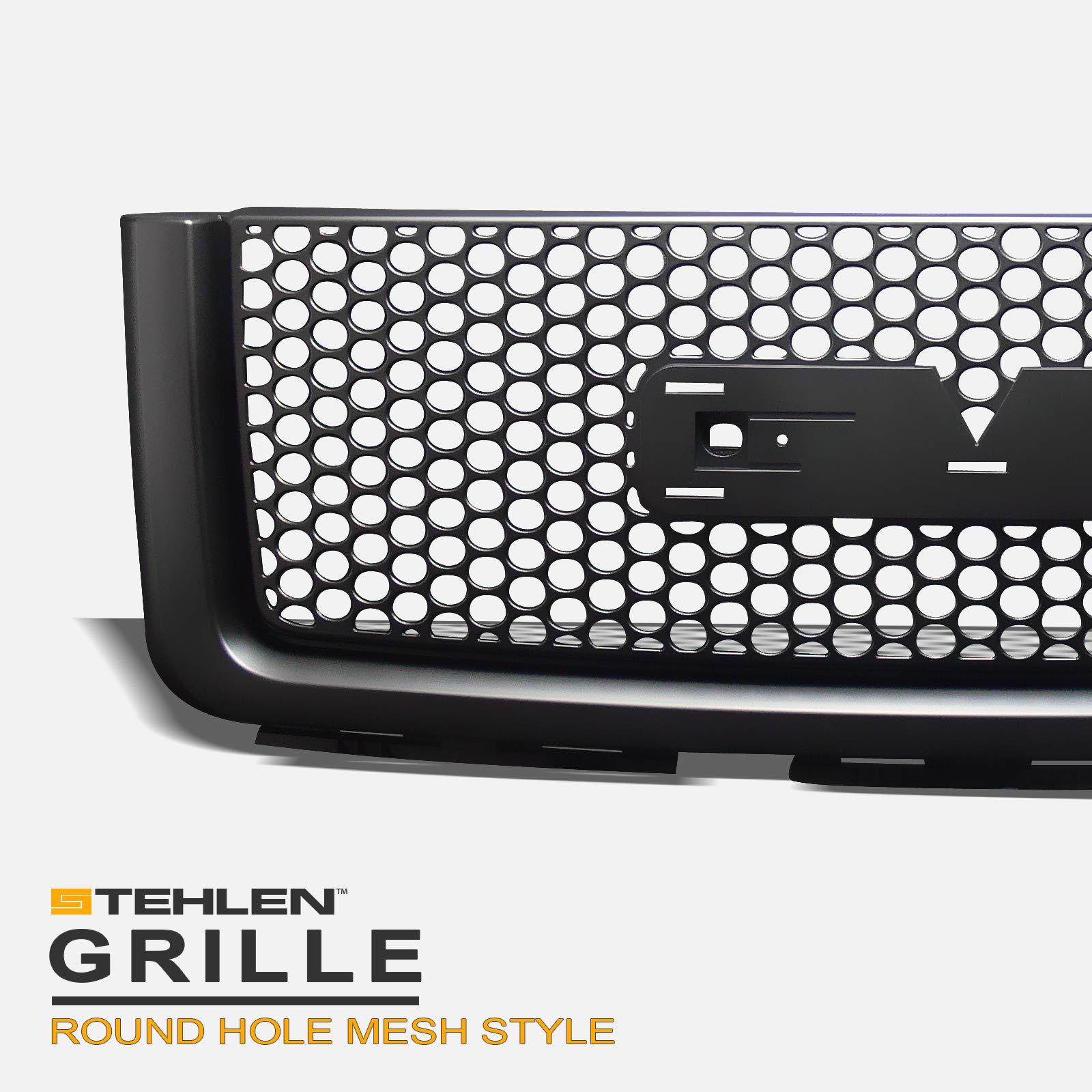 2007-2013 GMC Sierra 1500/Denali & 2009-2013 Hybrid Replacement Front Grille - Glossy Black Mesh Design | Perfect for Off-Roading, Car Upgrades & Truck Customization