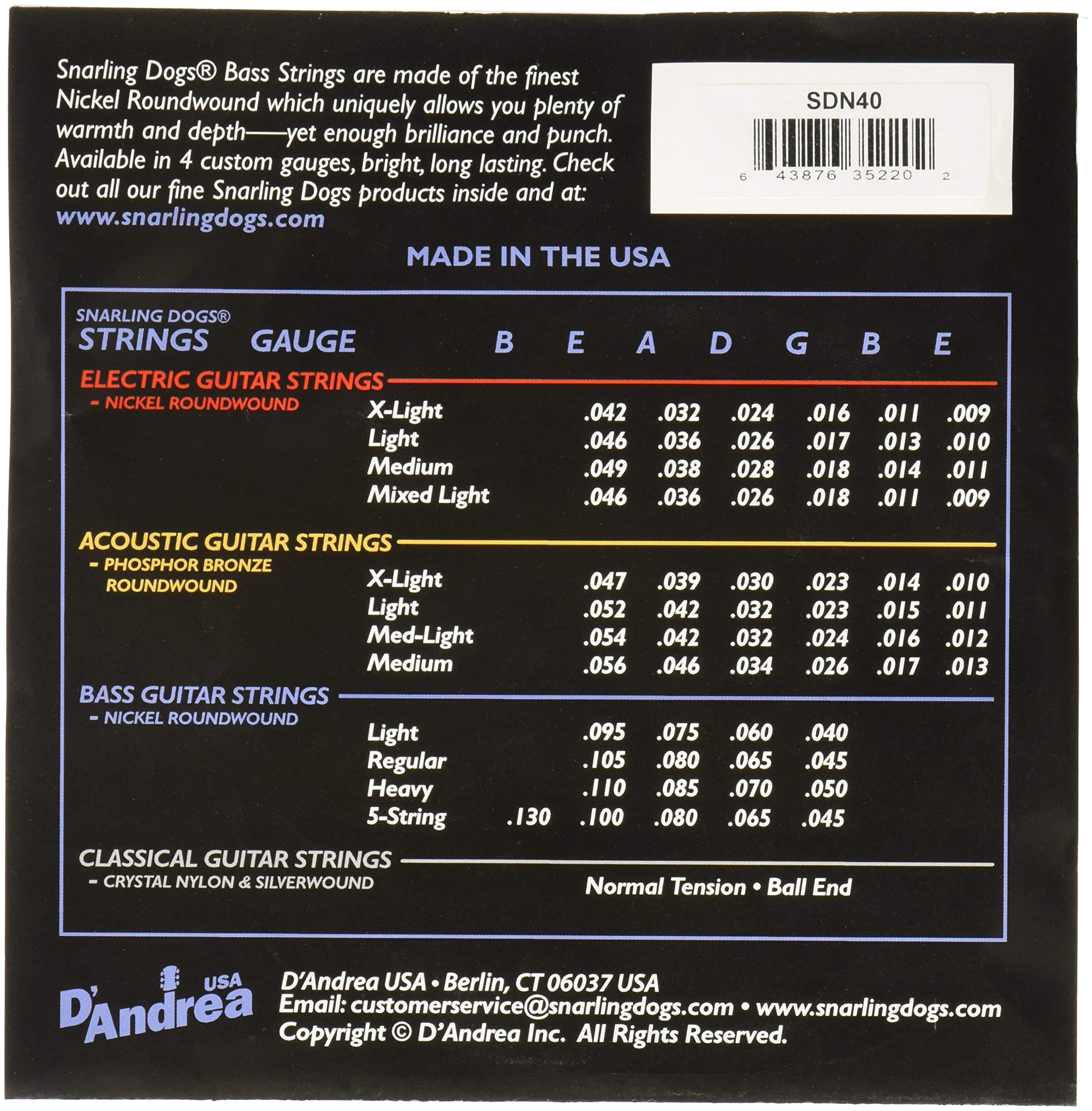 D'Andrea SDN40 Coated Nickel Bass Guitar Strings - Light Gauge (40-100) for Smooth Playability & Long-Lasting Tone | Perfect for Rock, Jazz & Studio Recording