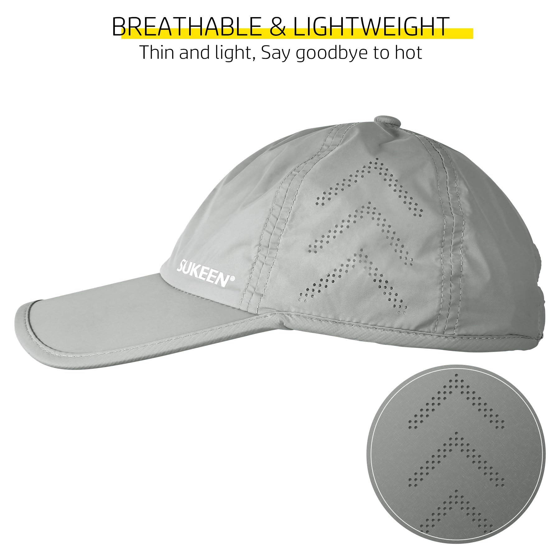 SUKEEN Lightweight Quick-Dry Baseball Cap for Men & Women - Adjustable Running Sun Hat with Long Bill for Outdoor Sports, Hiking & Daily Wear