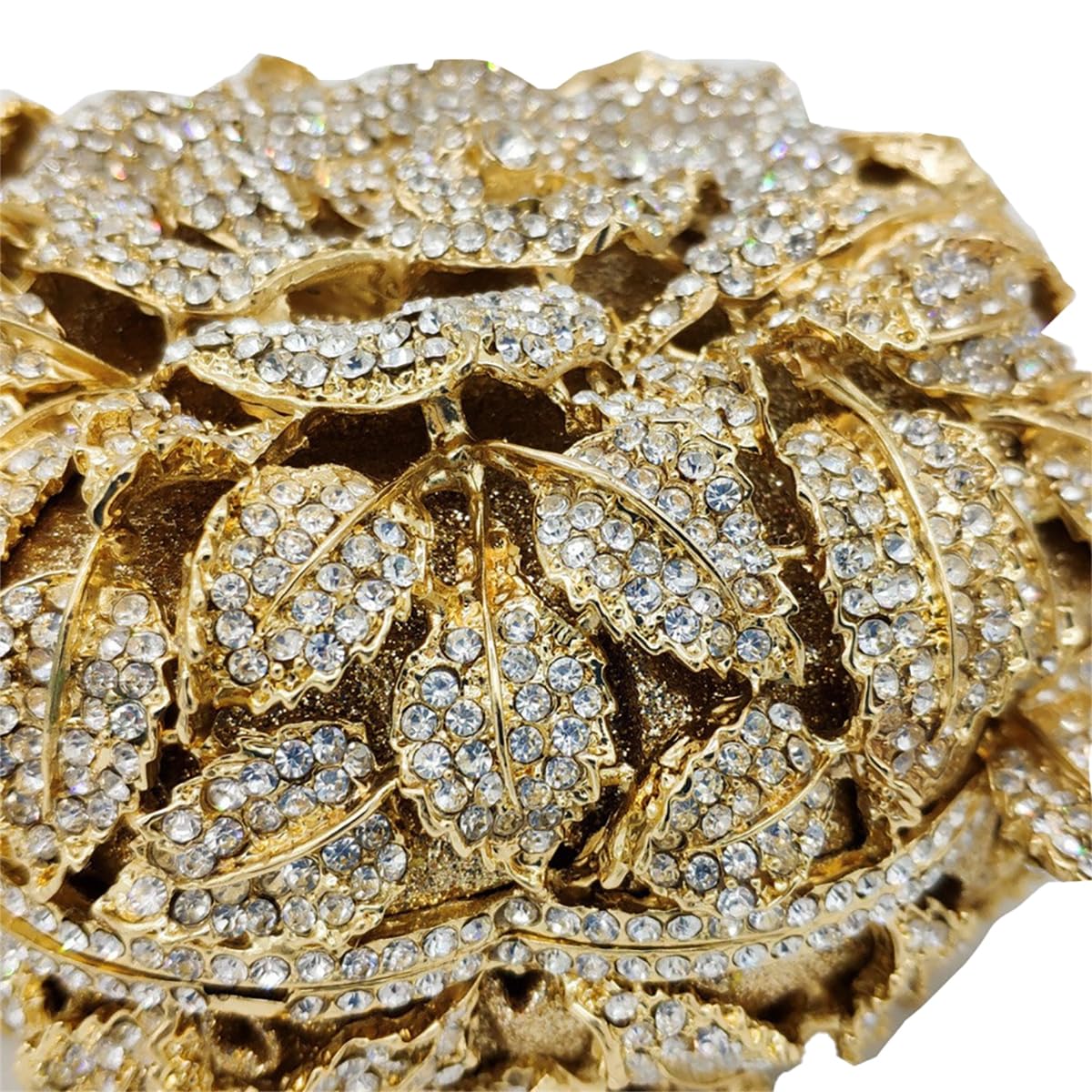 Elegant Rose Flower Evening Clutch Purse for Women - Round Shape Wedding Party Cocktail Handbag | Perfect for Formal Events, Prom Night & Special Occasions