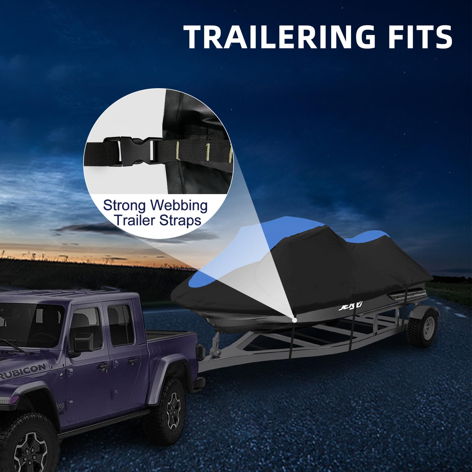 **600D Heavy-Duty Jet Ski Cover - Waterproof & UV-Resistant Trailerable Cover for 126