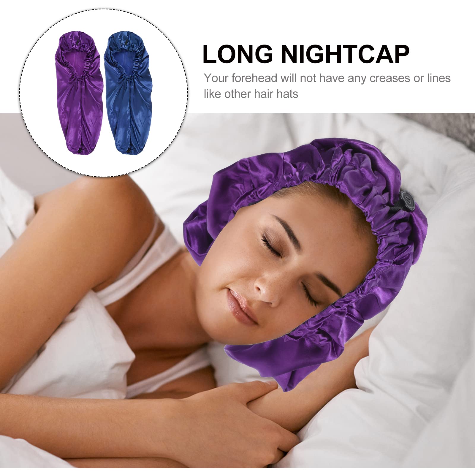 2Pcs Adjustable Nightcap Shower Hat - Large Round Sleeping Cap for Home, Travel & Spa (Multiple Colors) | Soft & Comfortable Hair Protection for Showering, Sleeping & Beauty Routines