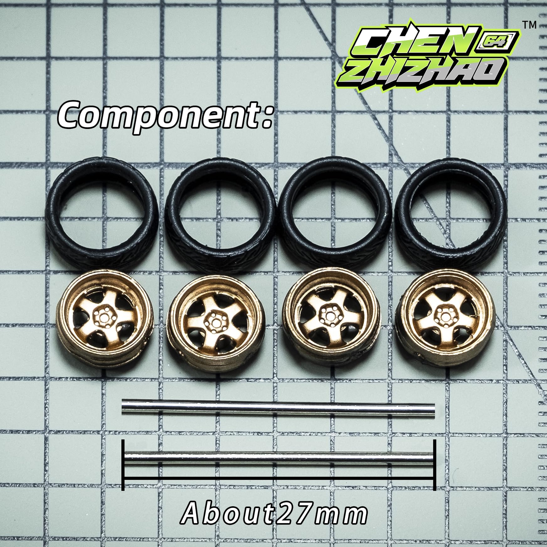 1/64 Scale Wheels for Hot Wheels - ABS Injection Rubber Tires - 5 Sets (Style R) - Perfect for Die-Cast Model Modification & Miniature Scene Production - Ideal for Collectors, Custom Builds, and Diorama Displays