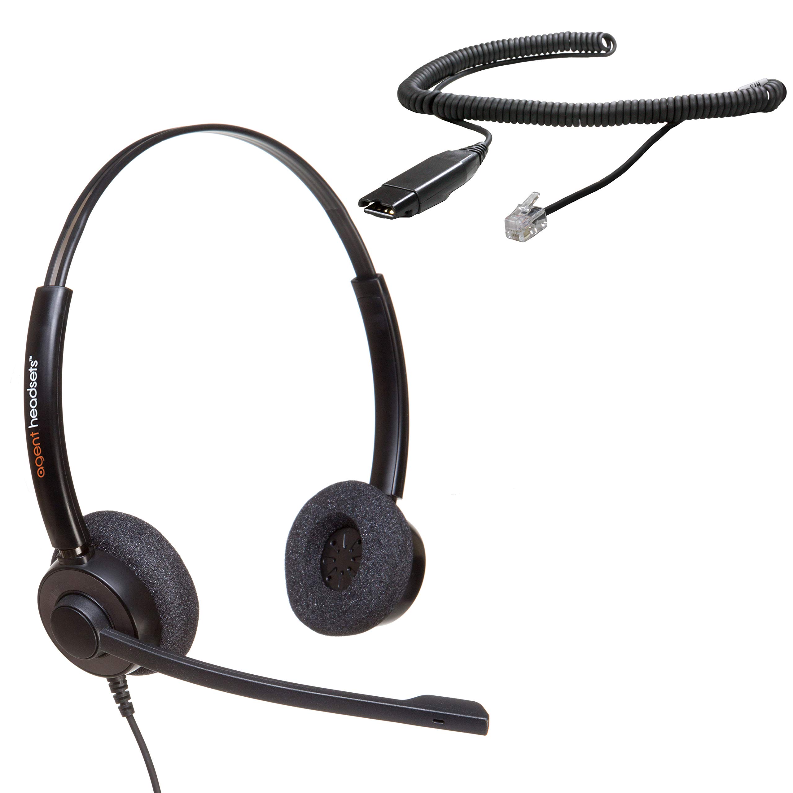 Agent 450 Binaural Noise Cancelling Headset with HIS Bottom Cable - Compatible with Avaya IP Phones 1608, 1616, 9601, 9608, 9611, 9620 Series & More - Perfect for Call Centers & Office Communication