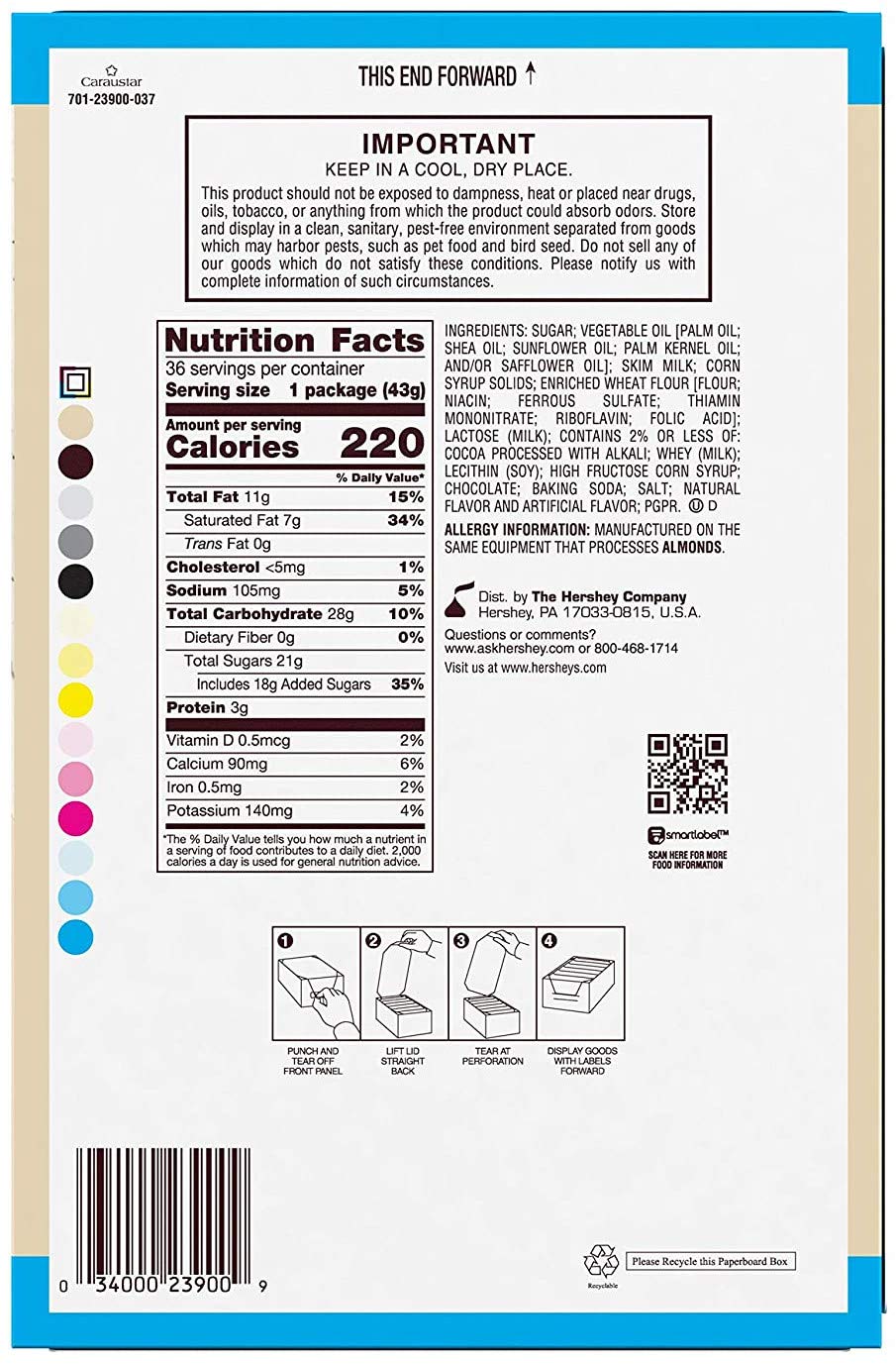 Hershey Cookies 'N' Creme Chocolate Bars - Bulk Pack of 36 Bars (36 x 43g) | Creamy White Chocolate with Cookie Bits | Perfect for Parties, Gifts & Snacking