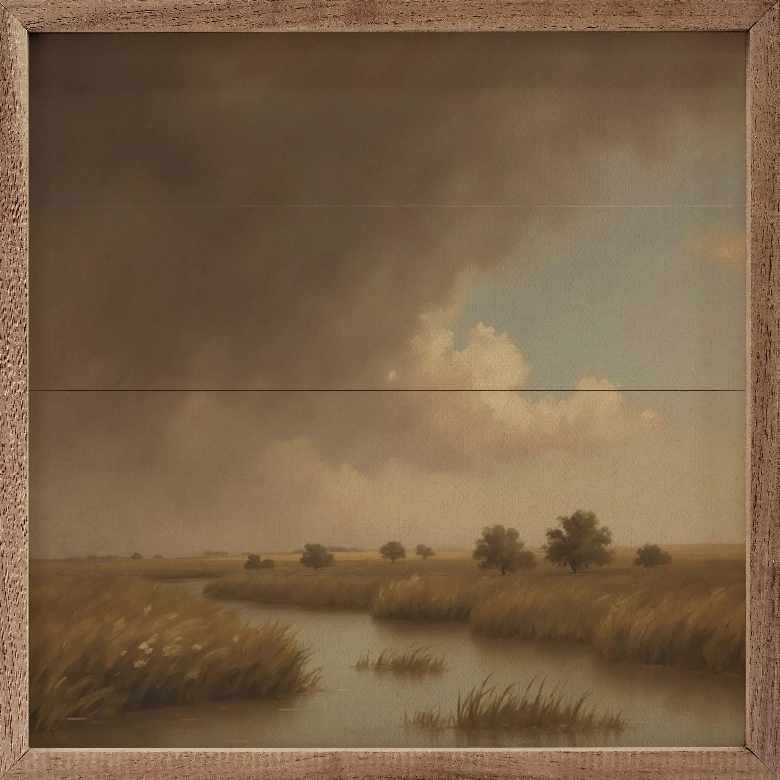 Stunning Marsh Landscape Wood Framed Wall Art Print - Nature Inspired Home Decor for Living Room, Bedroom & Office