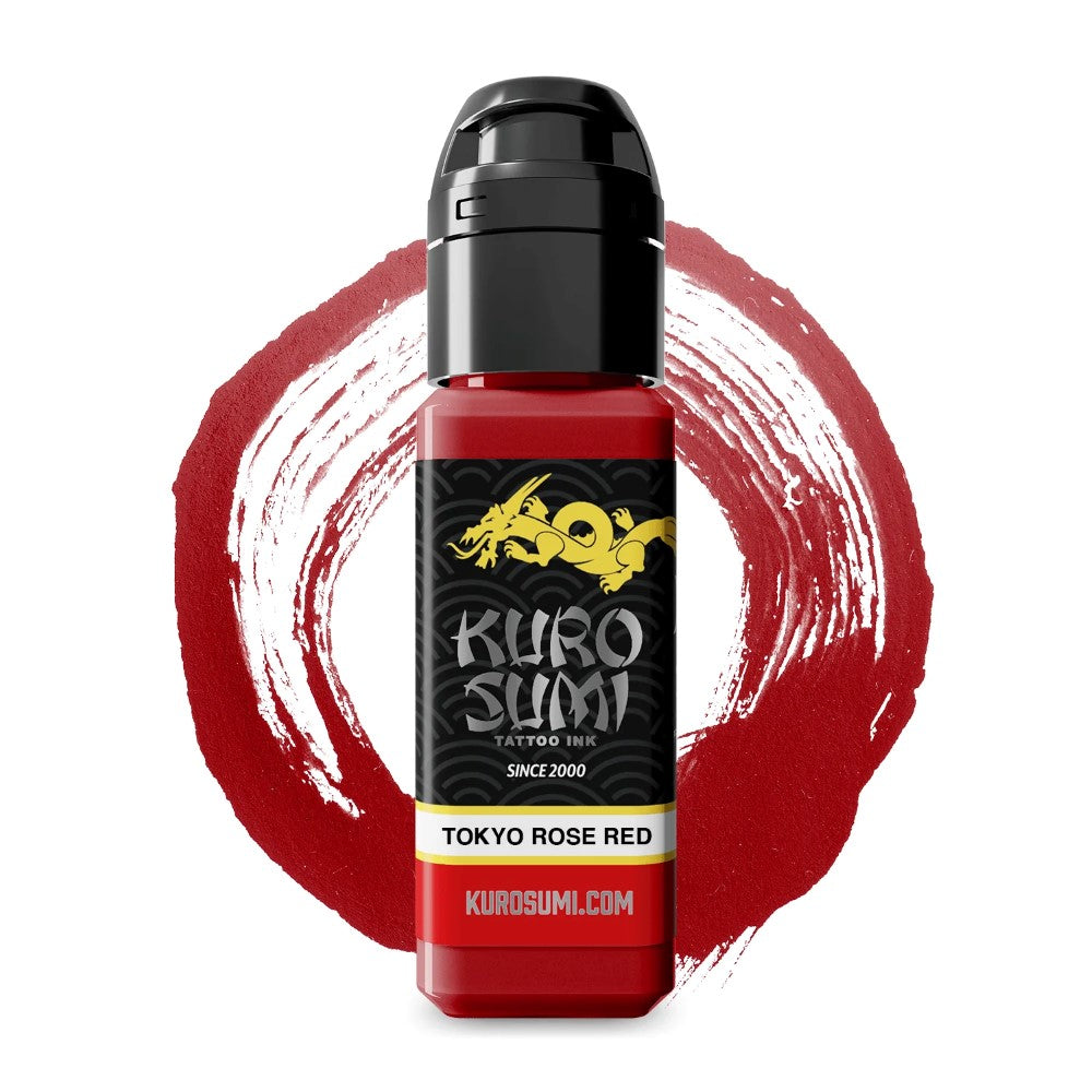 Kuro Sumi Tokyo Rose Red Tattoo Ink - Professional Vegan Tattoo Ink for Artists - Safe & Vibrant Colors - Perfect for Sleeves, Portraits & Traditional Tattoos
