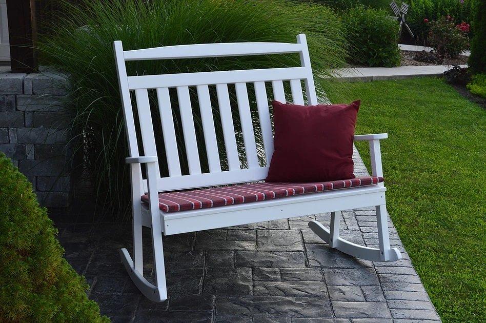 A & L Furniture Poly Classic Double Rocker - Comfortable Outdoor Patio Rocking Chair for Porch, Garden, and Backyard Relaxation