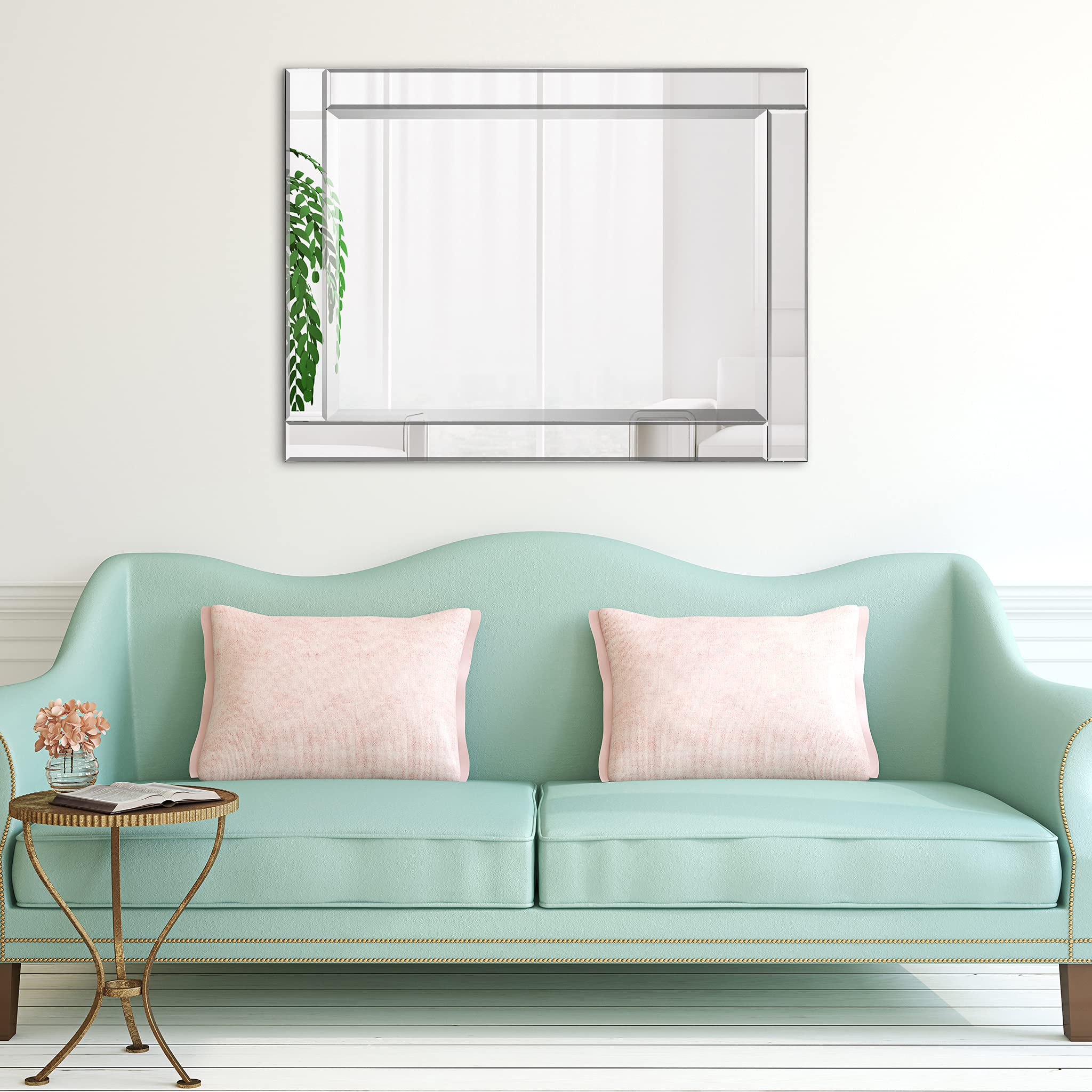 Empire Art Direct Modern Rectangle Wall Mirror - Solid Wood Frame, 1