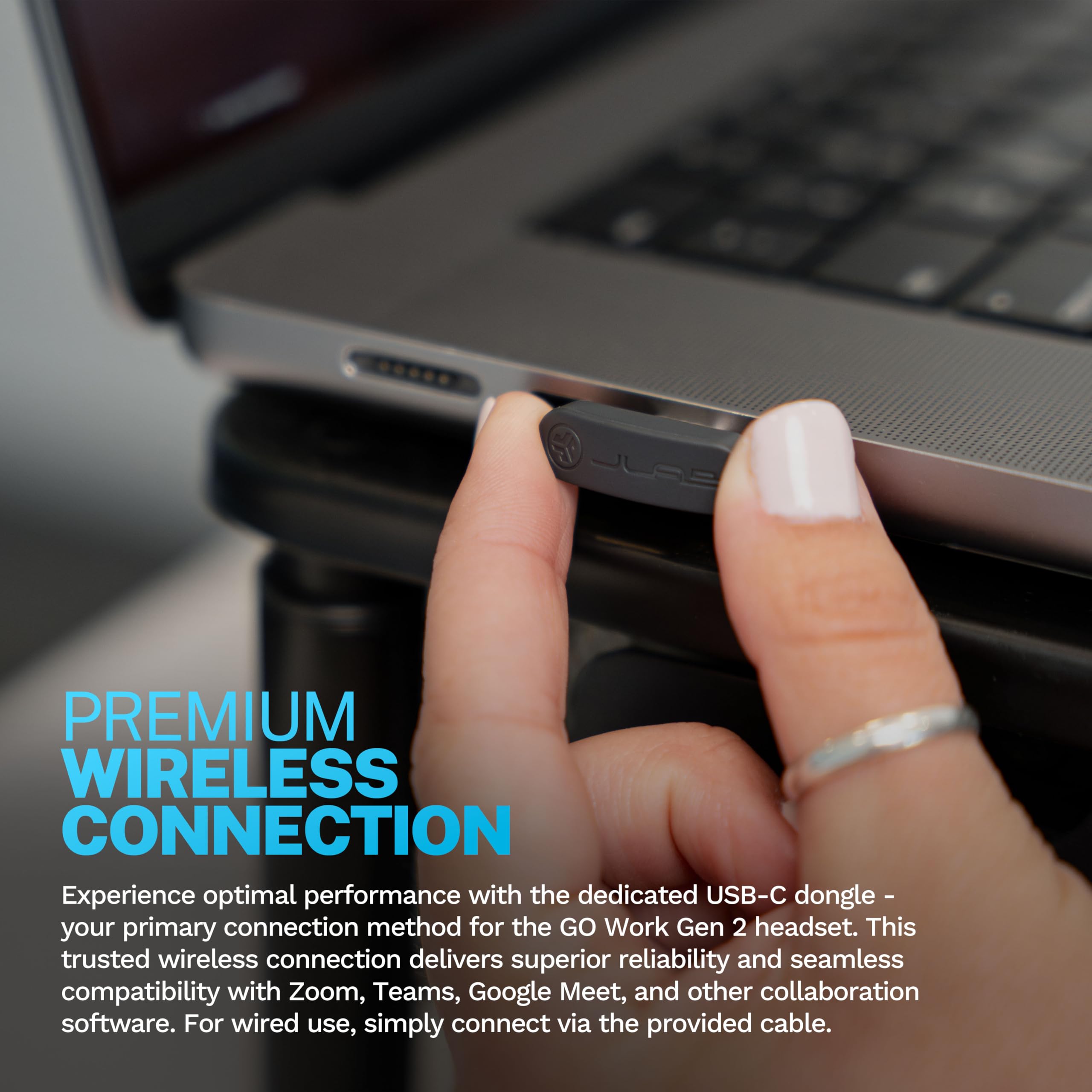 JLab Go Work Gen 2 Wireless Headphones with Mic - 55+ Hours Playtime, Bluetooth 5.0 for PC/Laptop/Mobile, Multipoint Connectivity, USB Dongle Option - Perfect for Remote Work, Video Calls & Online Meetings
