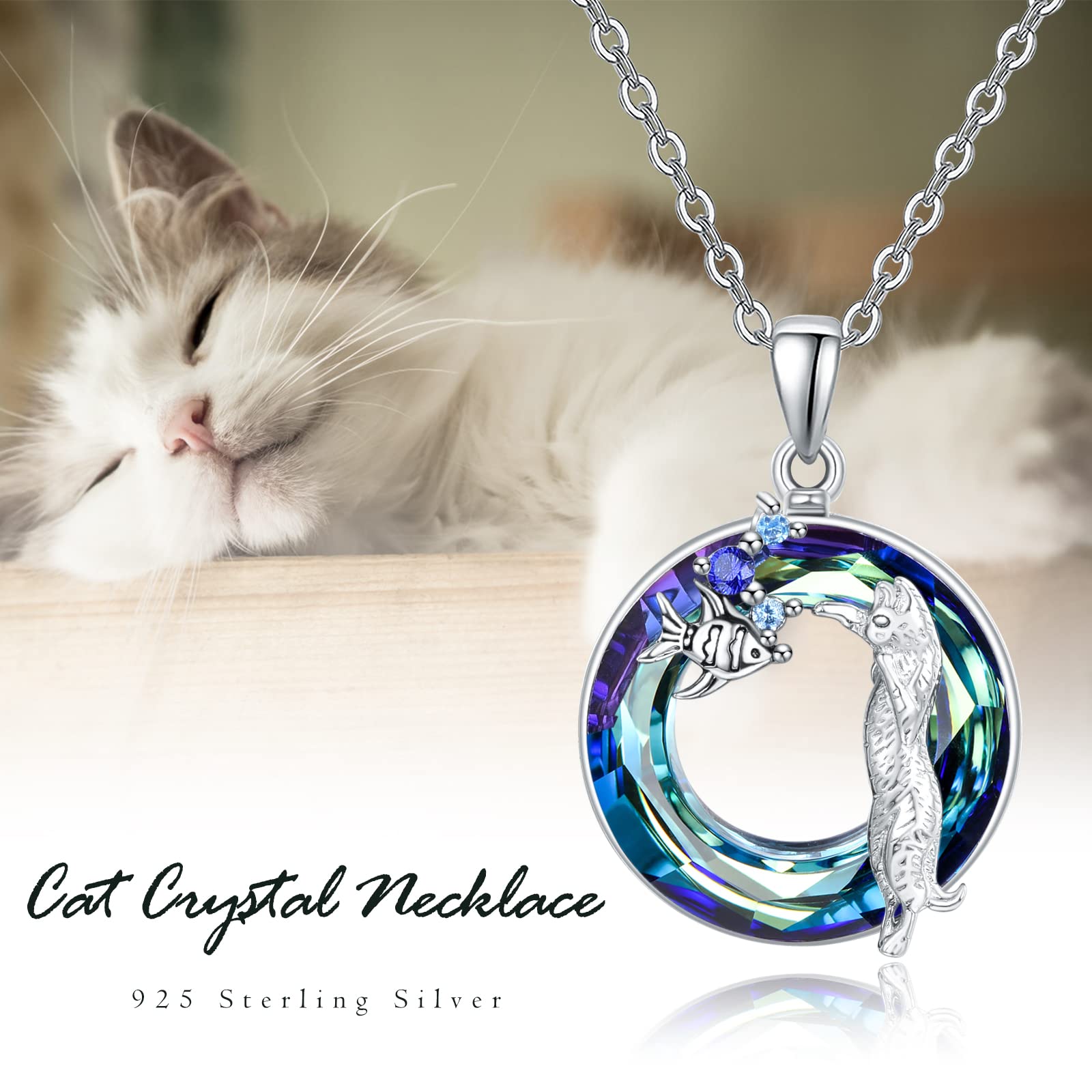 DreamBoat Sterling Silver Cat Necklace for Women - Elegant Crystal Cat Pendant, Cute Animal Jewelry, Perfect Friendship Gift for Cat Lovers | Ideal for Birthdays, Anniversaries & Everyday Wear