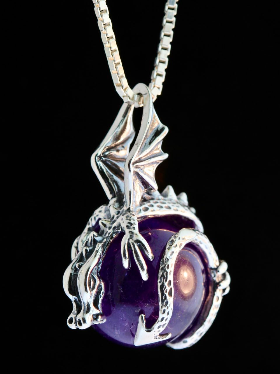 Silver Crystal Dragon Pendant Necklace with Orb Charm - Perfect for Fantasy Lovers, Cosplay & Gift Giving