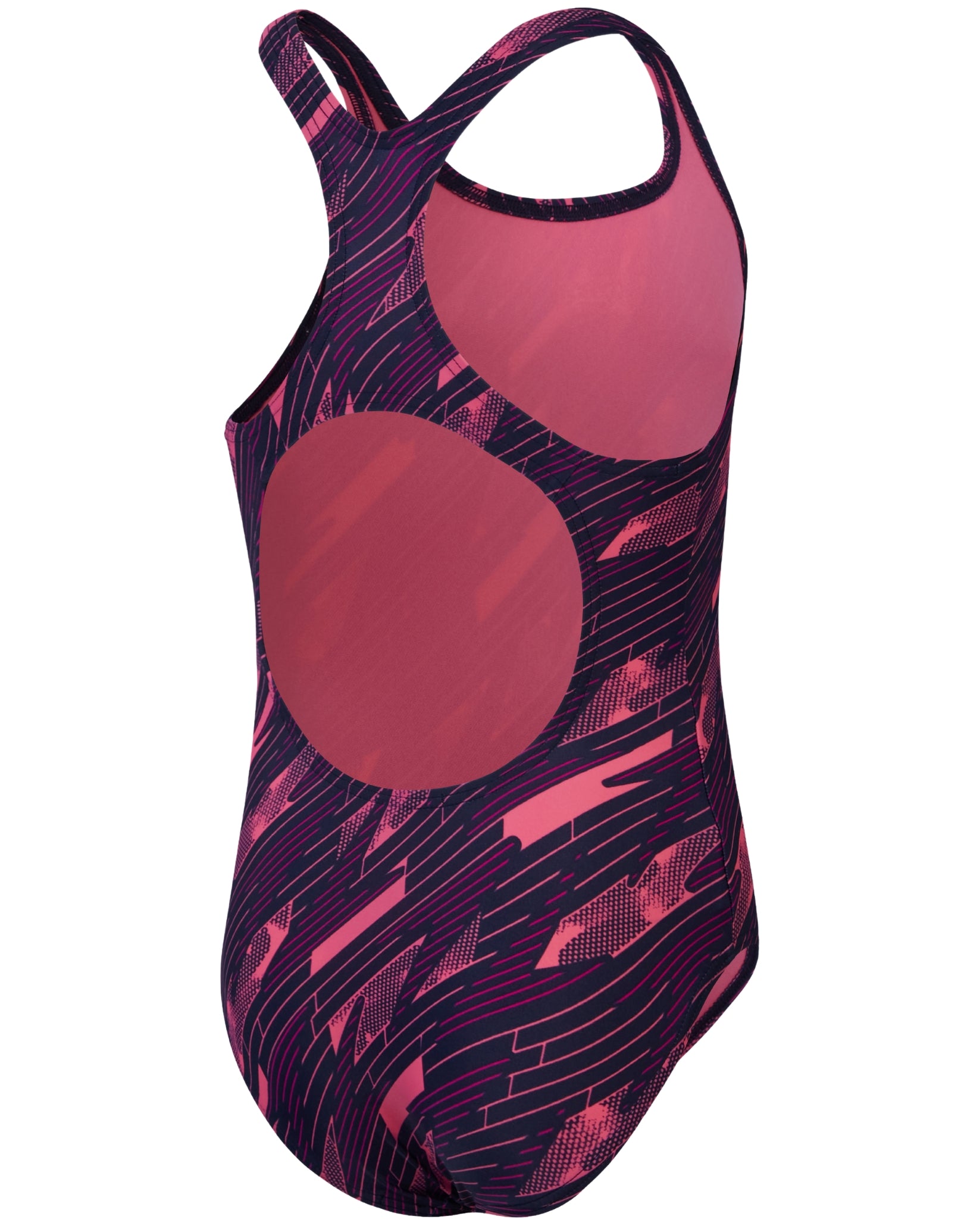 Girls Hyperboom Allover Medalist Swimsuit - Navy & Pink Two-Tone Competitive Swimwear for Training, Beach & Pool Activities
