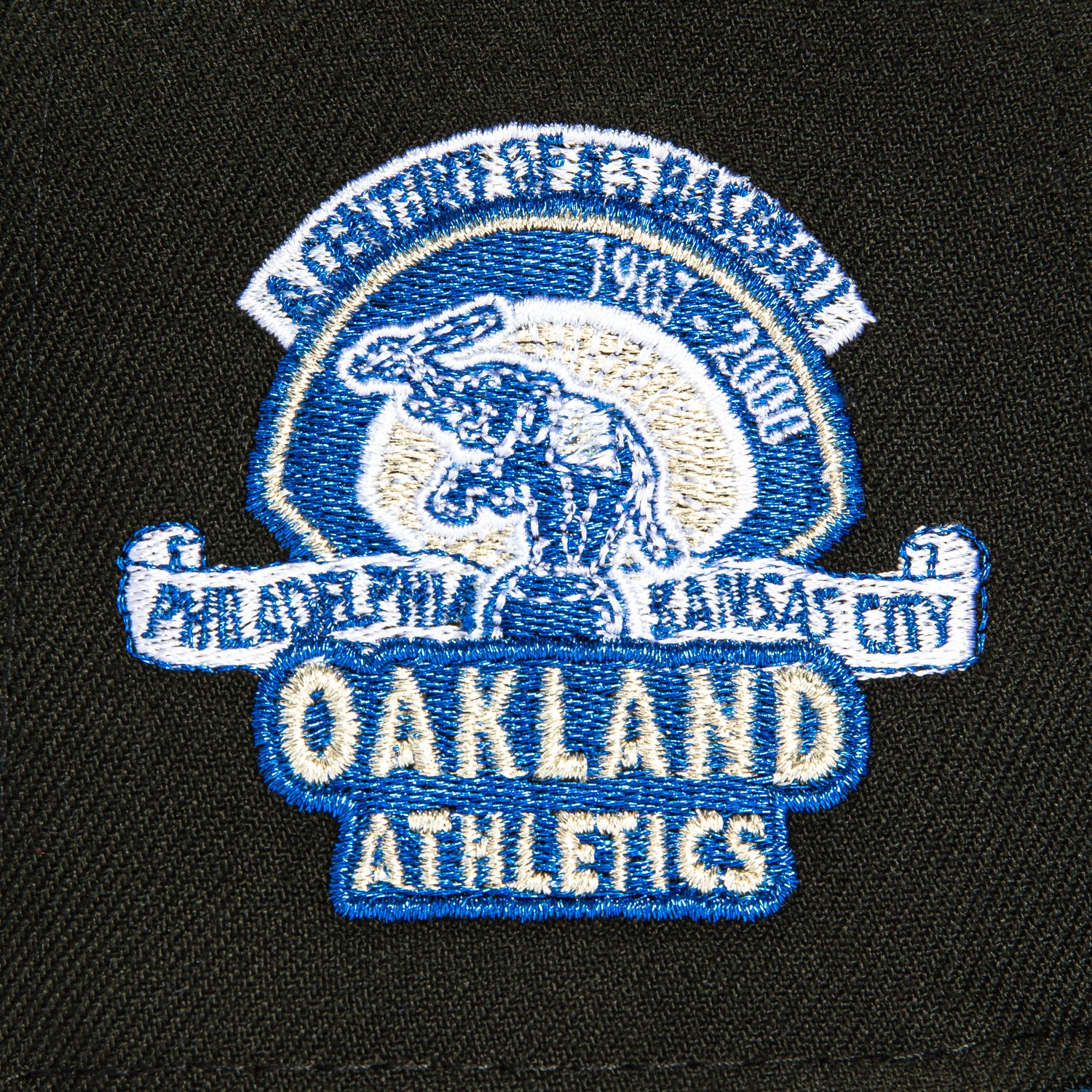 New Era 59Fifty Oakland Athletics 100th Anniversary Stadium Patch Snapback Hat - Black & Royal Blue - MLB Baseball Cap for Fans & Collectors - Perfect for Games, Tailgating & Streetwear Fashion