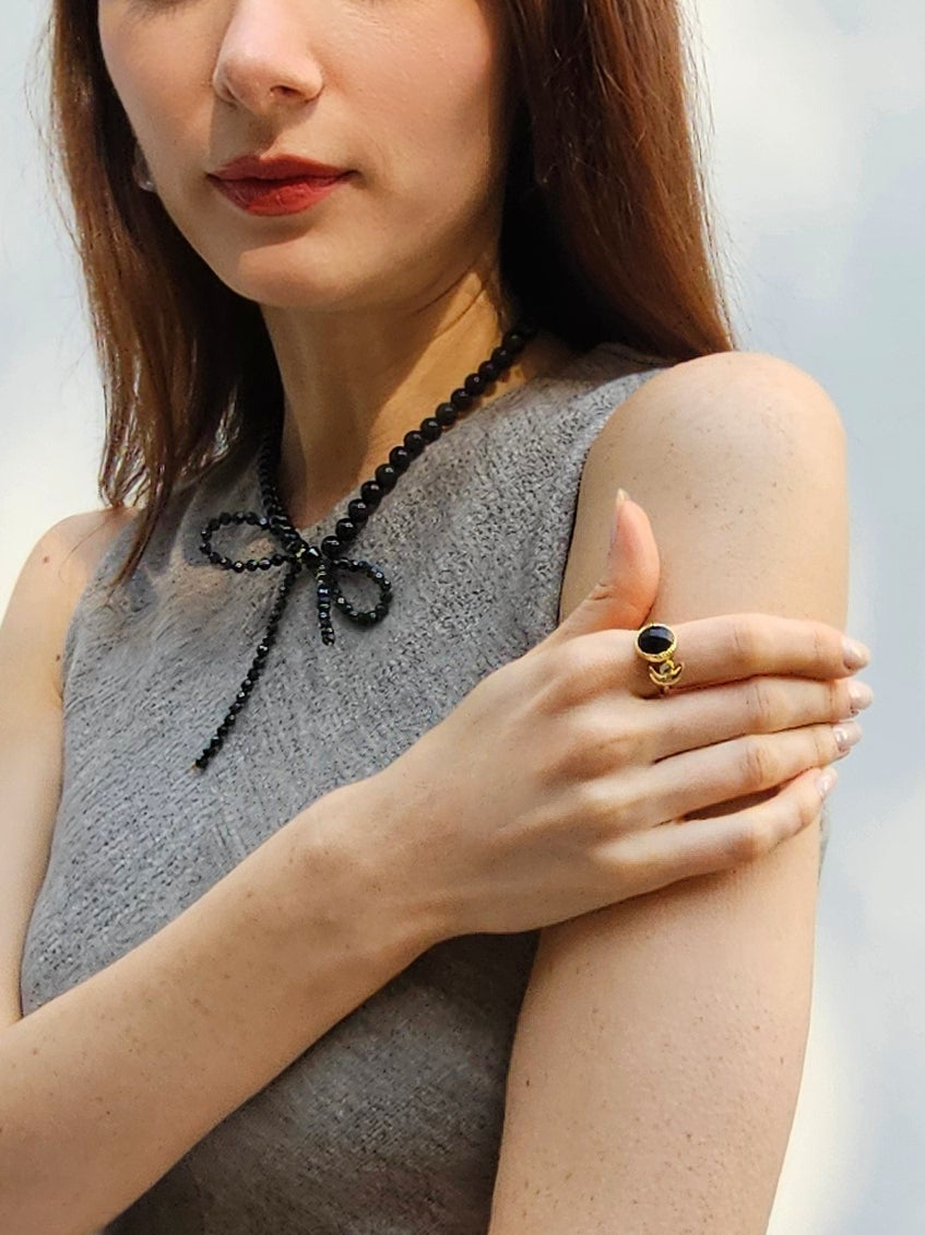 Black Obsidian Butterfly Knot Statement Necklace - Elegant Boho Jewelry for Women, Healing Crystal Choker for Spiritual Protection & Positive Energy, Perfect for Meditation, Yoga, and Special Occasions