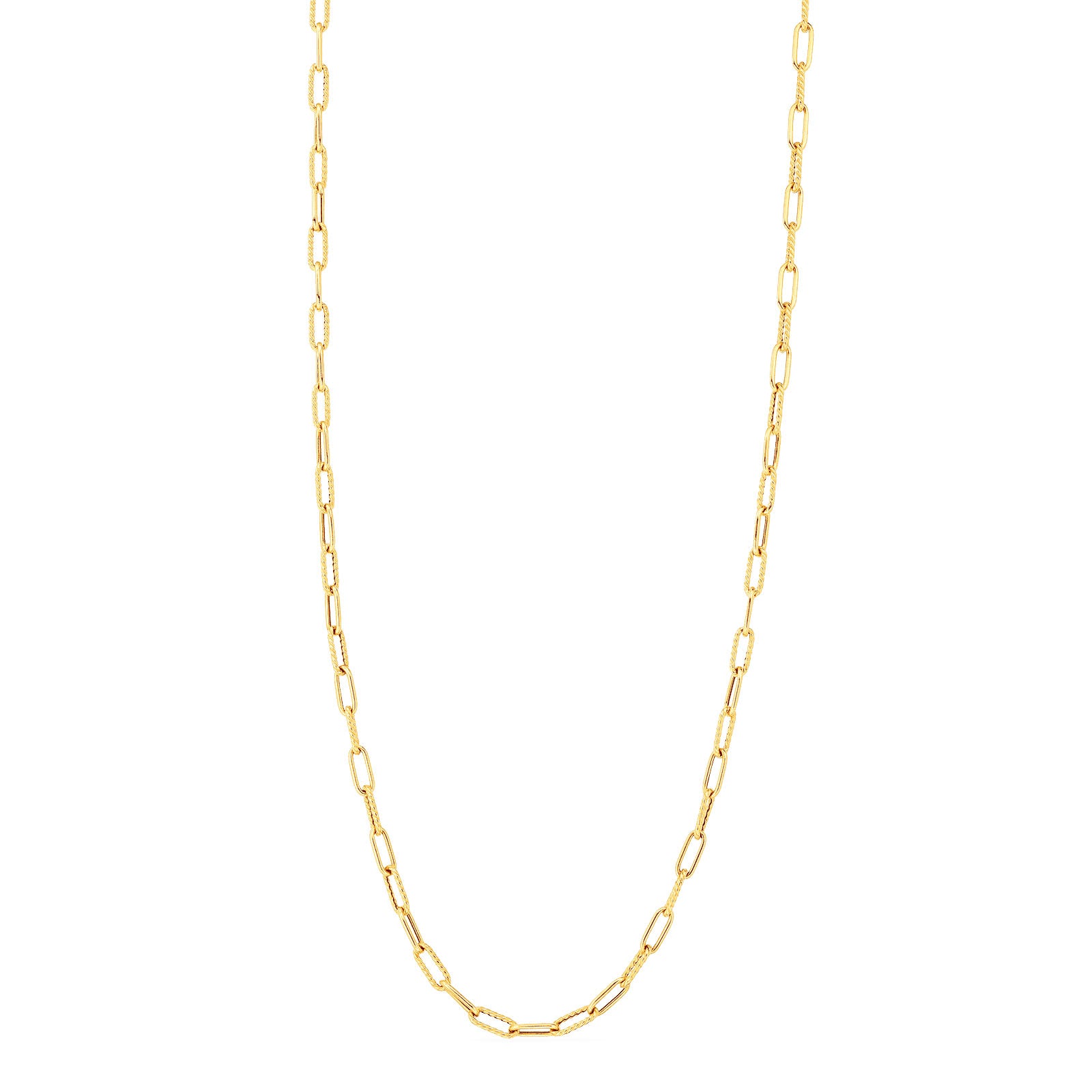 Polished and Fluted Paperclip Link Necklace - 22 Inch Gold or Silver Chain for Women, Trendy Layering Jewelry for Office, Date Night & Everyday Wear