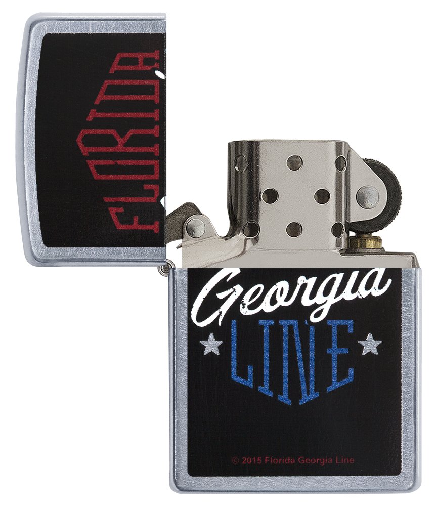Zippo Florida Georgia Line Pocket Lighter - Street Chrome Finish | Windproof Refillable Metal Lighter for Outdoor, Camping, Travel & Everyday Carry (EDC)