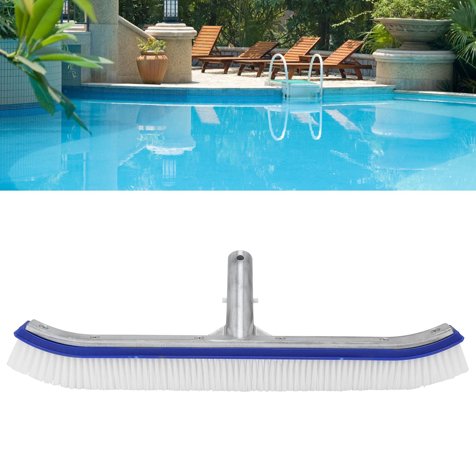 Premium Pool Brush with Aluminum Handle - Wide Nylon Head for Walls & Floors - Pool Cleaning Essential